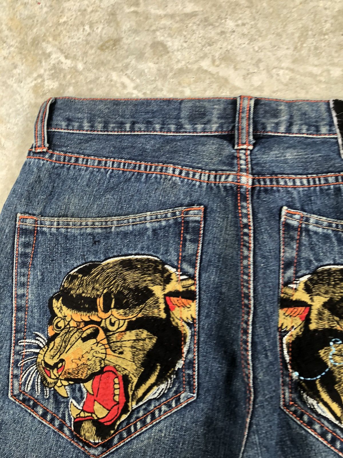 Christian Audigier Ed Hardy Embroidered Jeans Distressed Size US 34 / EU 50 - 14 Thumbnail