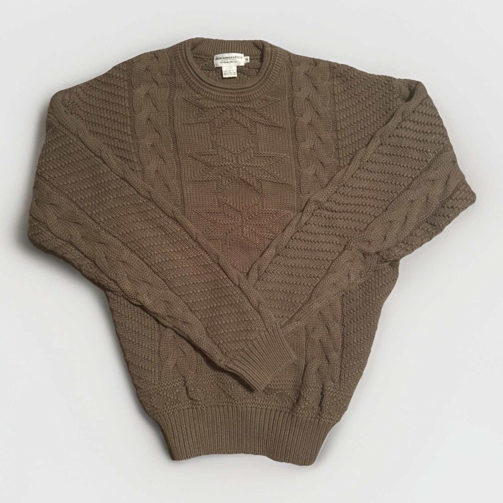 Abercrombie & Fitch Abercrombie & Fitch Brown Chunky Cableknit Sweater Men's XL Size US XL / EU 56 / 4 - 1 Thumbnail