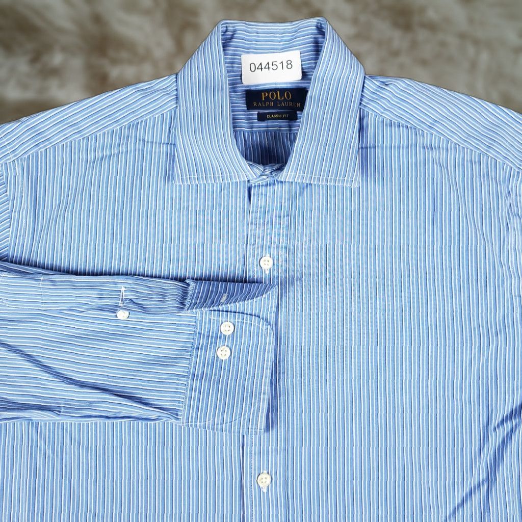 Ralph Lauren Ralph Lauren Dress Shirt Mens 16.5 Blue Striped Long Sleeve Button-Down Regular Fit Size 42R - 1 Thumbnail