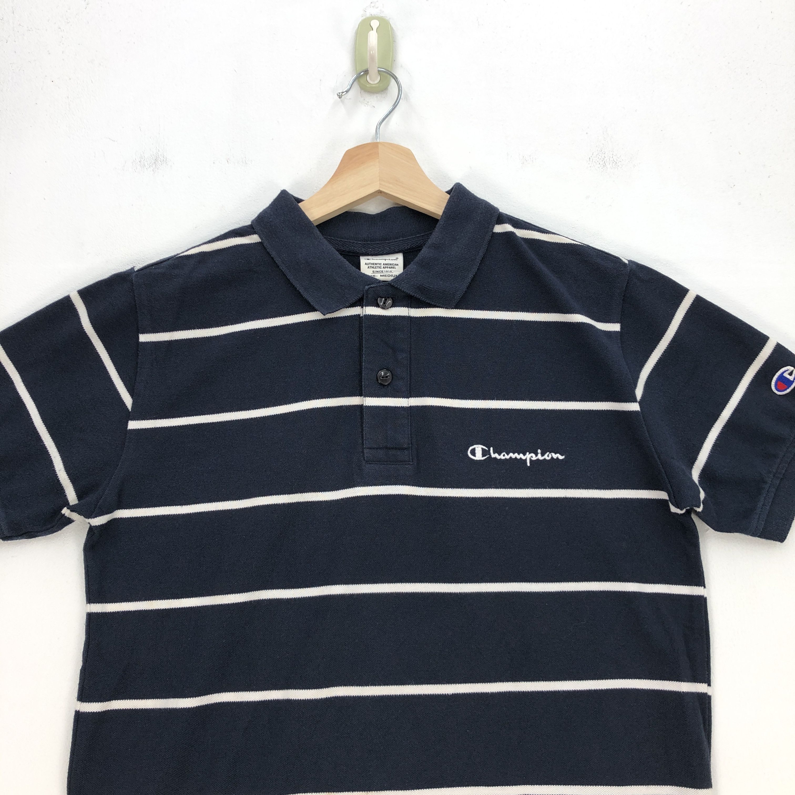 Champion Vintage Champion T Shirt Champion Stripe Tees Polo Shirt Size US M / EU 48-50 / 2 - 2 Thumbnail