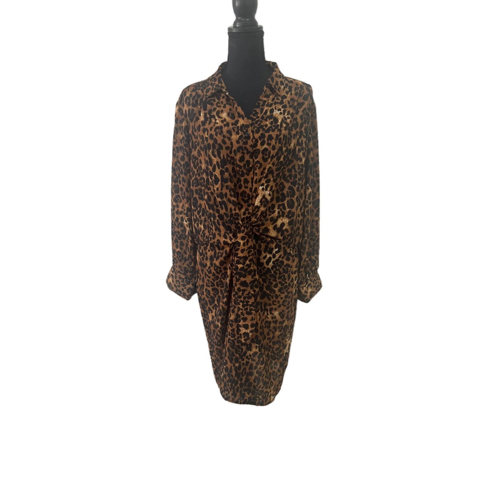 Other Leopard Print Tie Waist Dress Size XL / US 12-14 / IT 48-50 - 1 Thumbnail