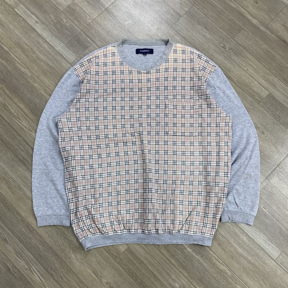 Burberry 1990s Vintage Burberrys London Nova Check Grey Long Sleeve Size US L / EU 52-54 / 3 - 1 Thumbnail