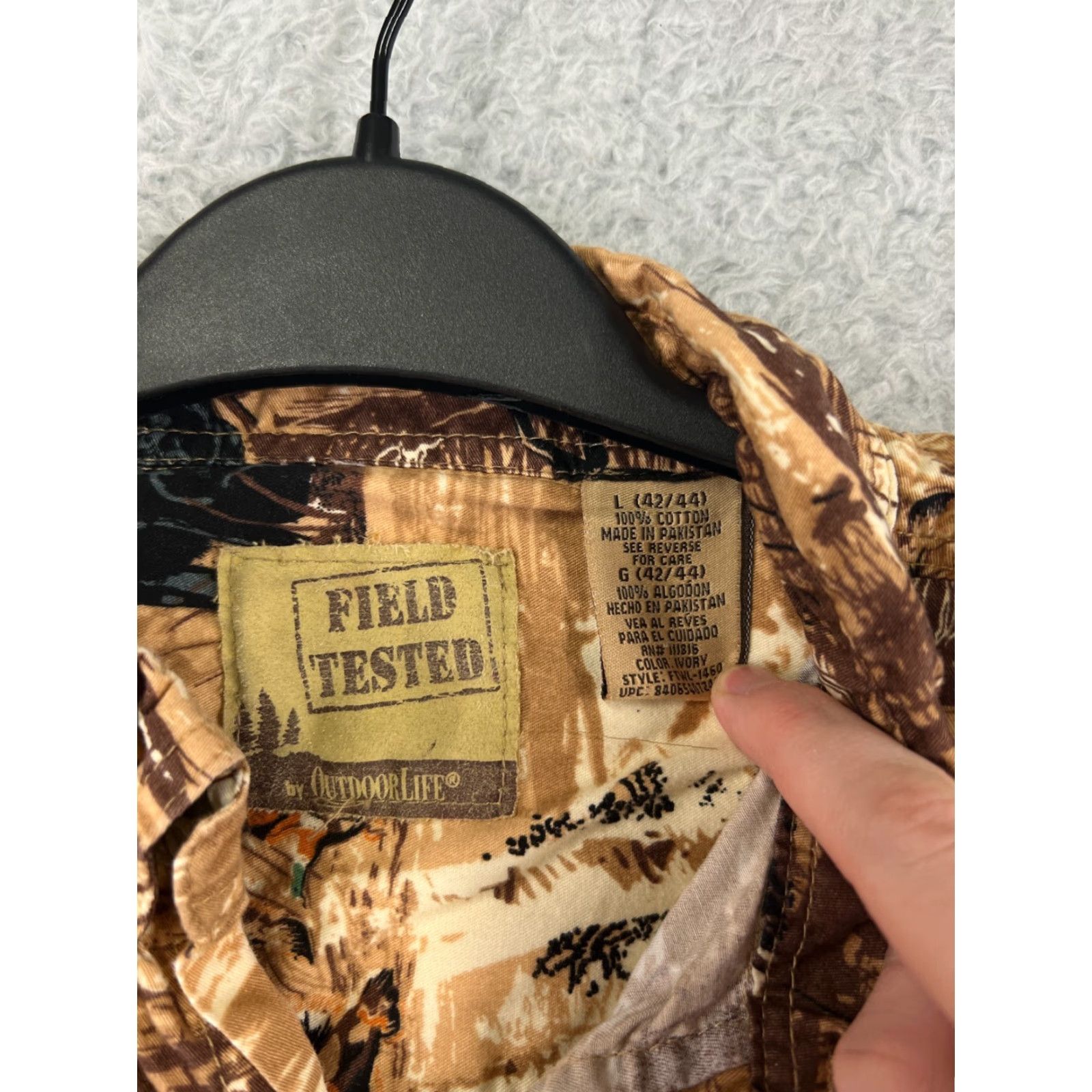 Alife Outdoor Life Shirt Mens Large Beige Button-Up Short Sleeve Cotton Camouflage Duck Hunting Casual 90s Theme Mens Size US L / EU 52-54 / 3 - 3 Thumbnail