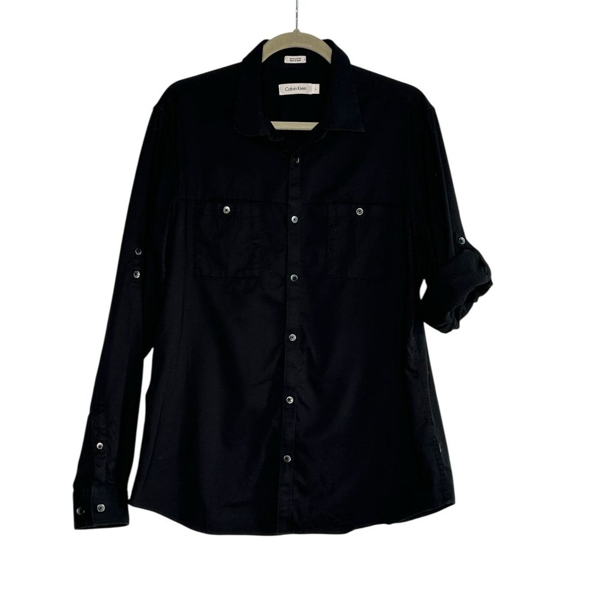 Calvin Klein Calvin Klein black button roll tab sleeves shirt size large Size US L / EU 52-54 / 3 - 1 Thumbnail