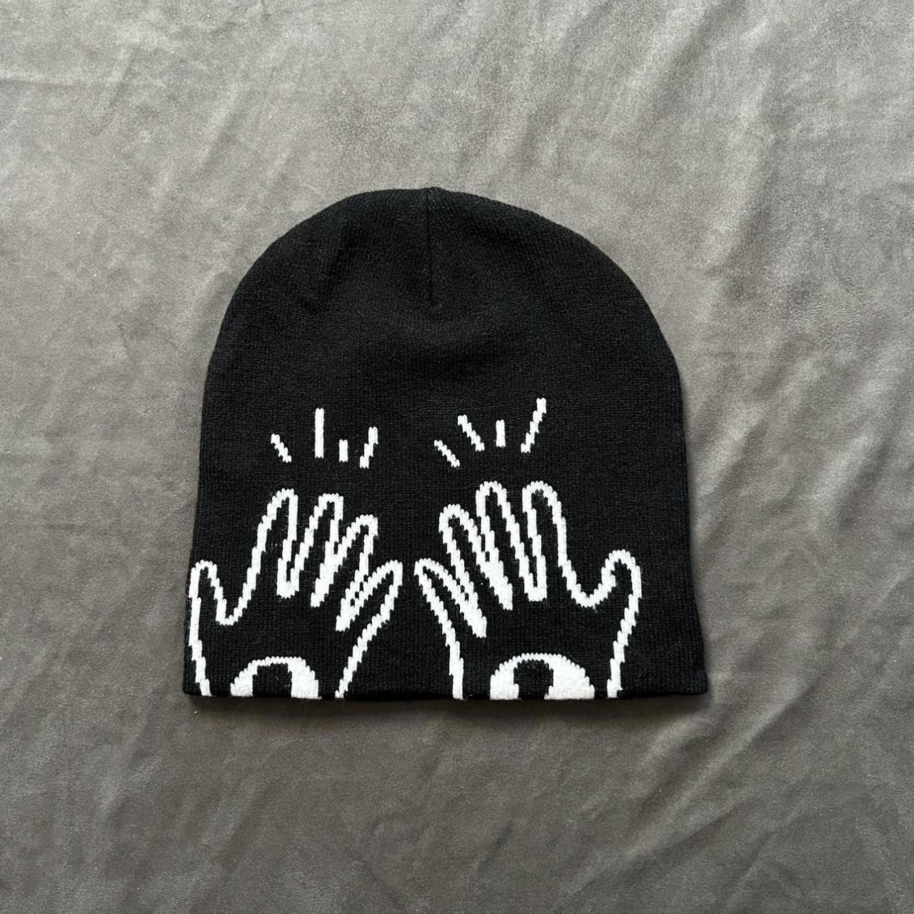 Japanese Brand Rare High Five Graffiti Design No Cuff Knit Beanie Hat Black Size ONE SIZE - 3 Thumbnail