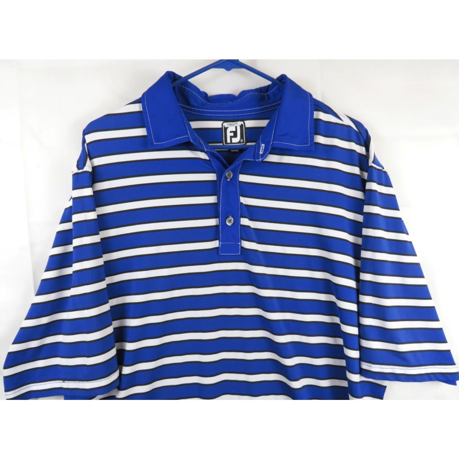 Footjoy FootJoy Polo Shirt Short Sleeve Striped Blue White Excellent XL Men’s Golf Size US XL / EU 56 / 4 - 3 Thumbnail