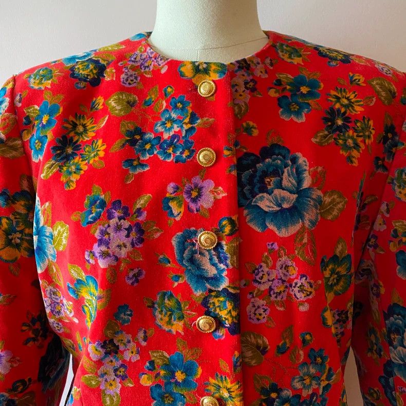 Kenzo KENZO Vintage rose blossom embroidered corduroy jacket wit Size XS / US 0-2 / IT 36-38 - 2 Thumbnail