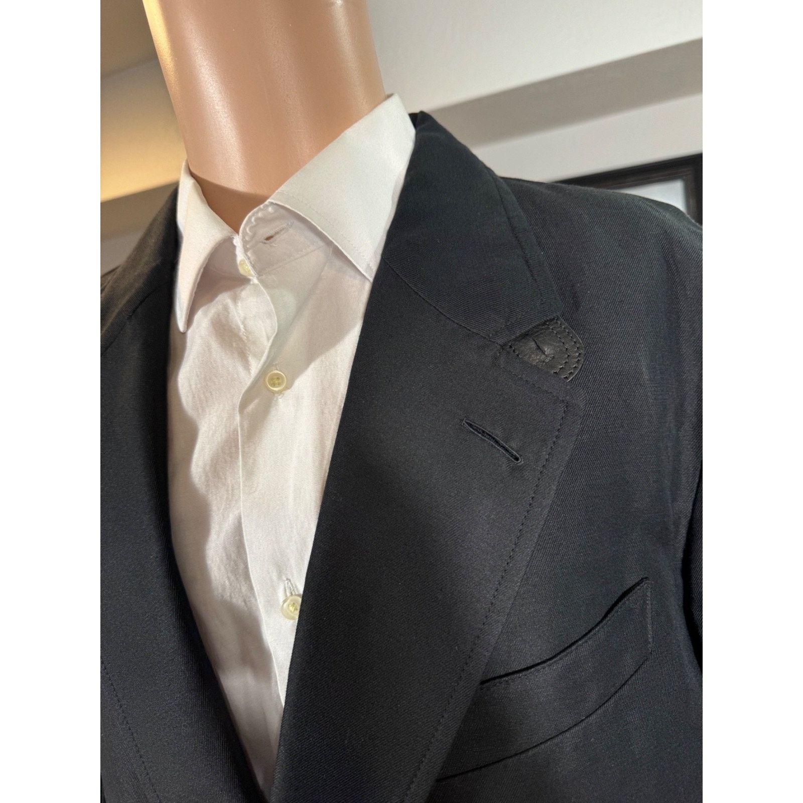 Tom Ford Tom Ford Black LInen Silk Leather Unstructured Blazer 56 46 Size 44R - 2 Thumbnail
