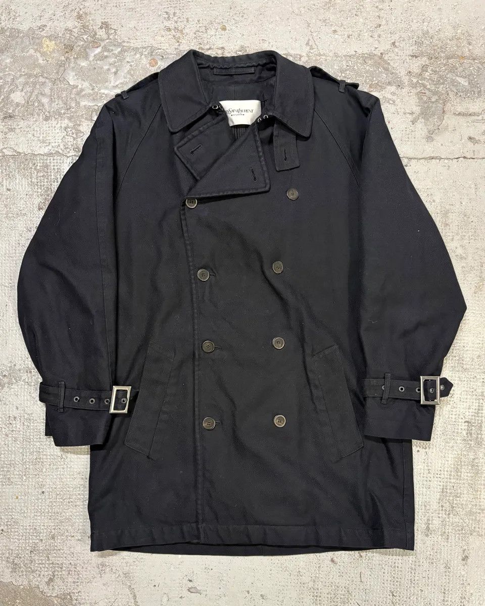 Yves Saint Laurent 2000s Yves Saint Laurent Black Buttoned Trench Coat Size US M / EU 48-50 / 2 - 1 Thumbnail