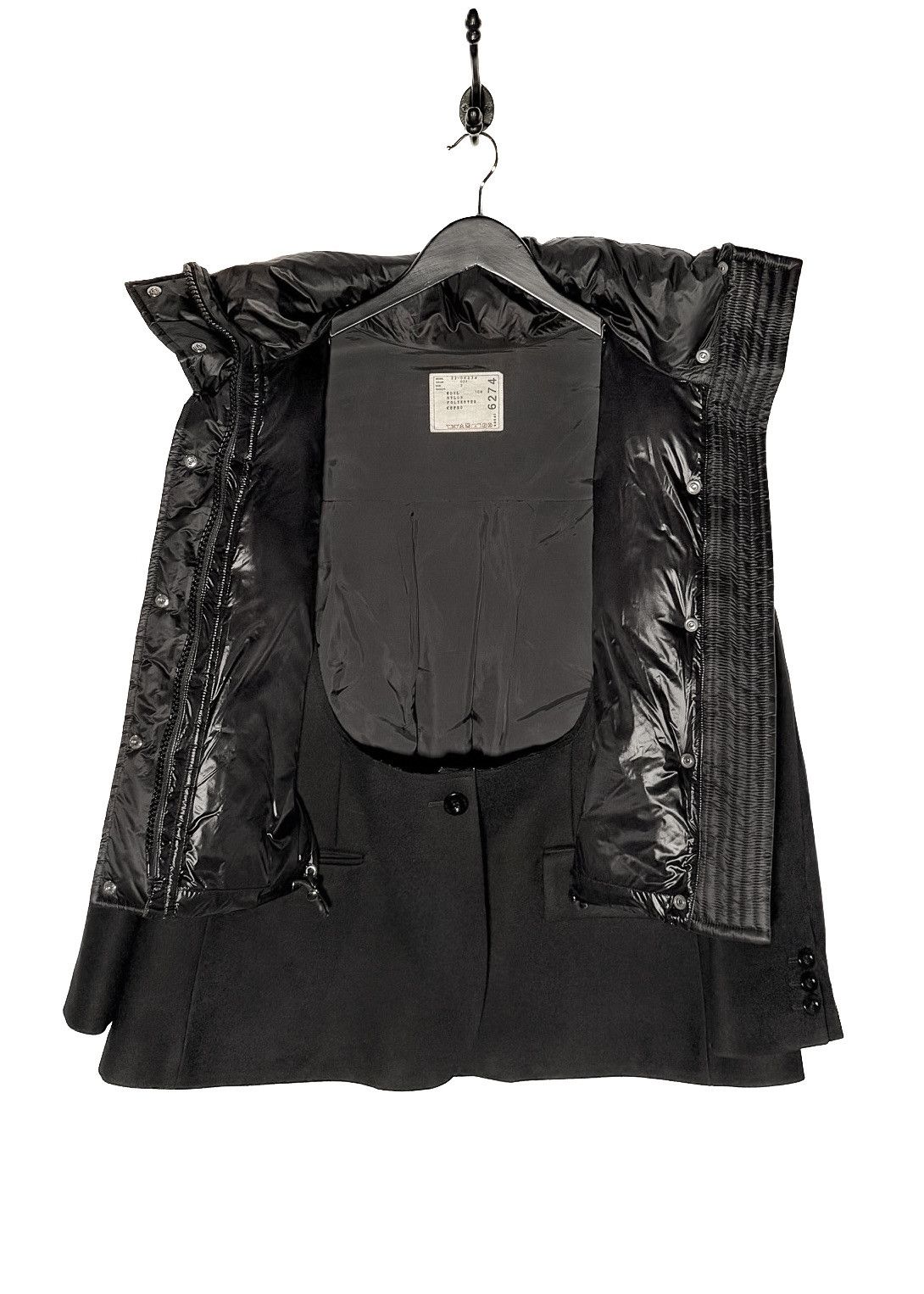 Sacai Sacai Black Wool Nylon Padded Jacket - 2 JP Size M / US 6-8 / IT 42-44 - 4 Thumbnail