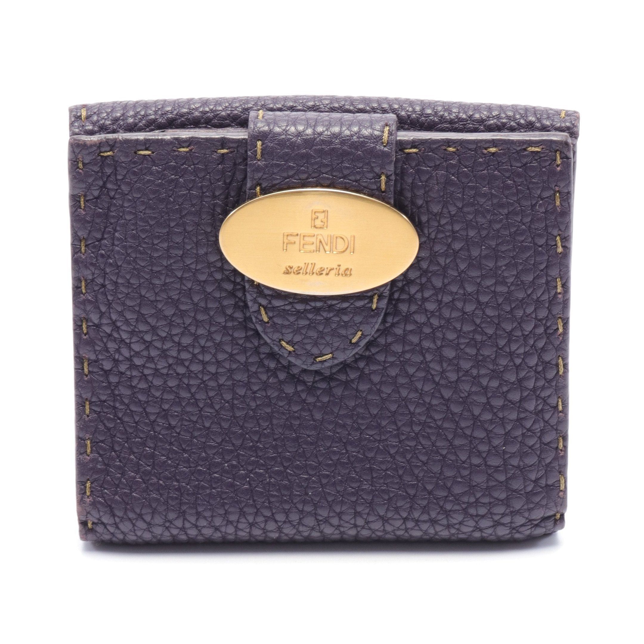 image of Fendi Bi-Fold Wallet Leather Purple, Women's