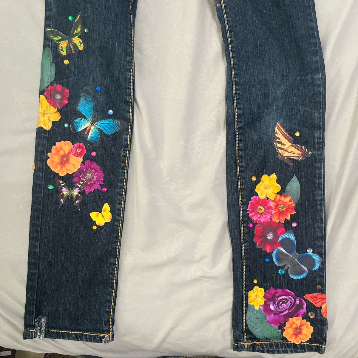 Vintage Rare butterfly jeans Size 26" / US 2 / IT 38 - 4 Thumbnail