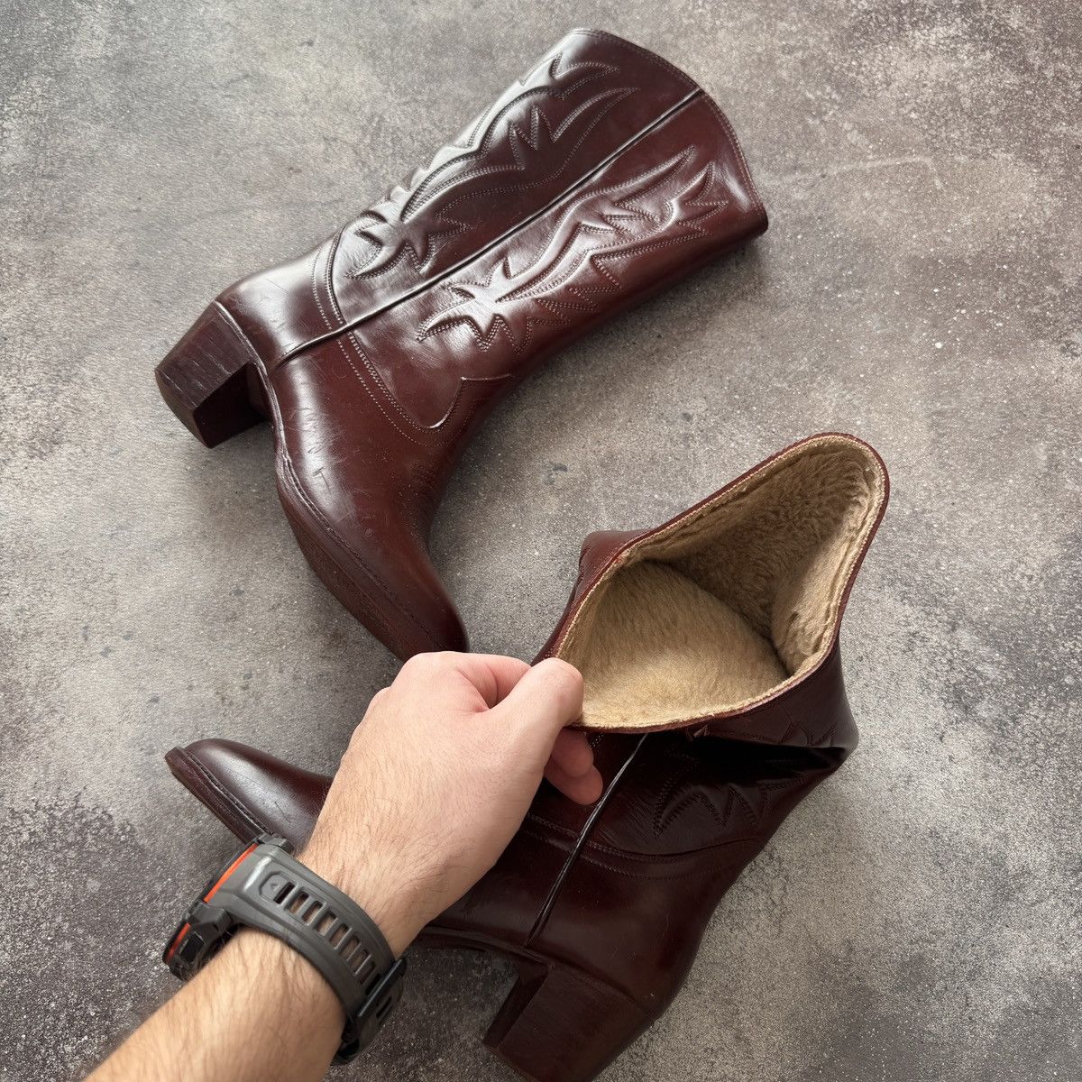 Hysteric Glamour Vintage Y2K Boho Brown Leather Cowboy Western Boots Size US 8 / IT 38 - 8 Thumbnail