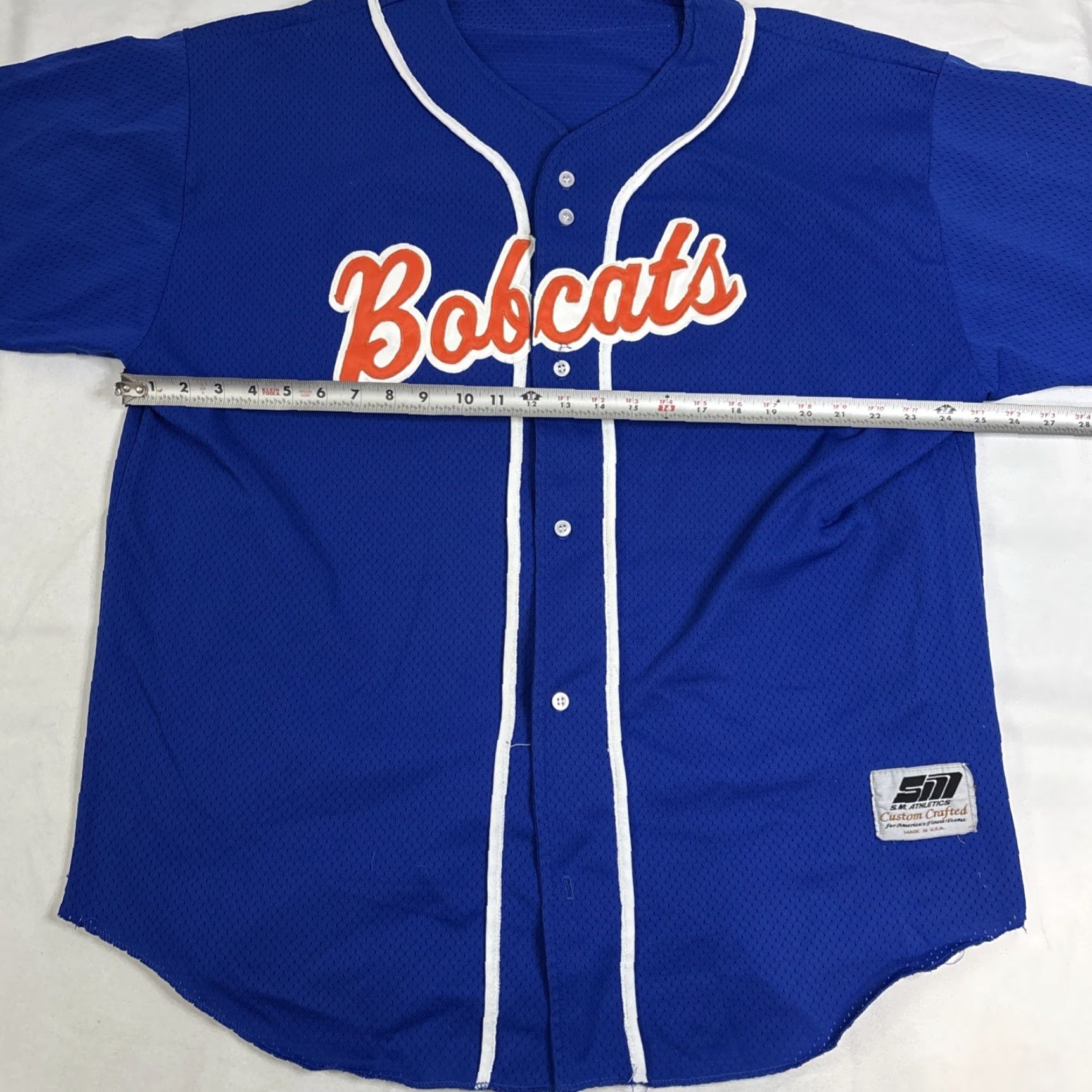 Vintage SM athletics High School Baseball Jersey Bobcats Button XL Blue Embroidered USA #20 Mens XL Size US XL / EU 56 / 4 - 3 Thumbnail