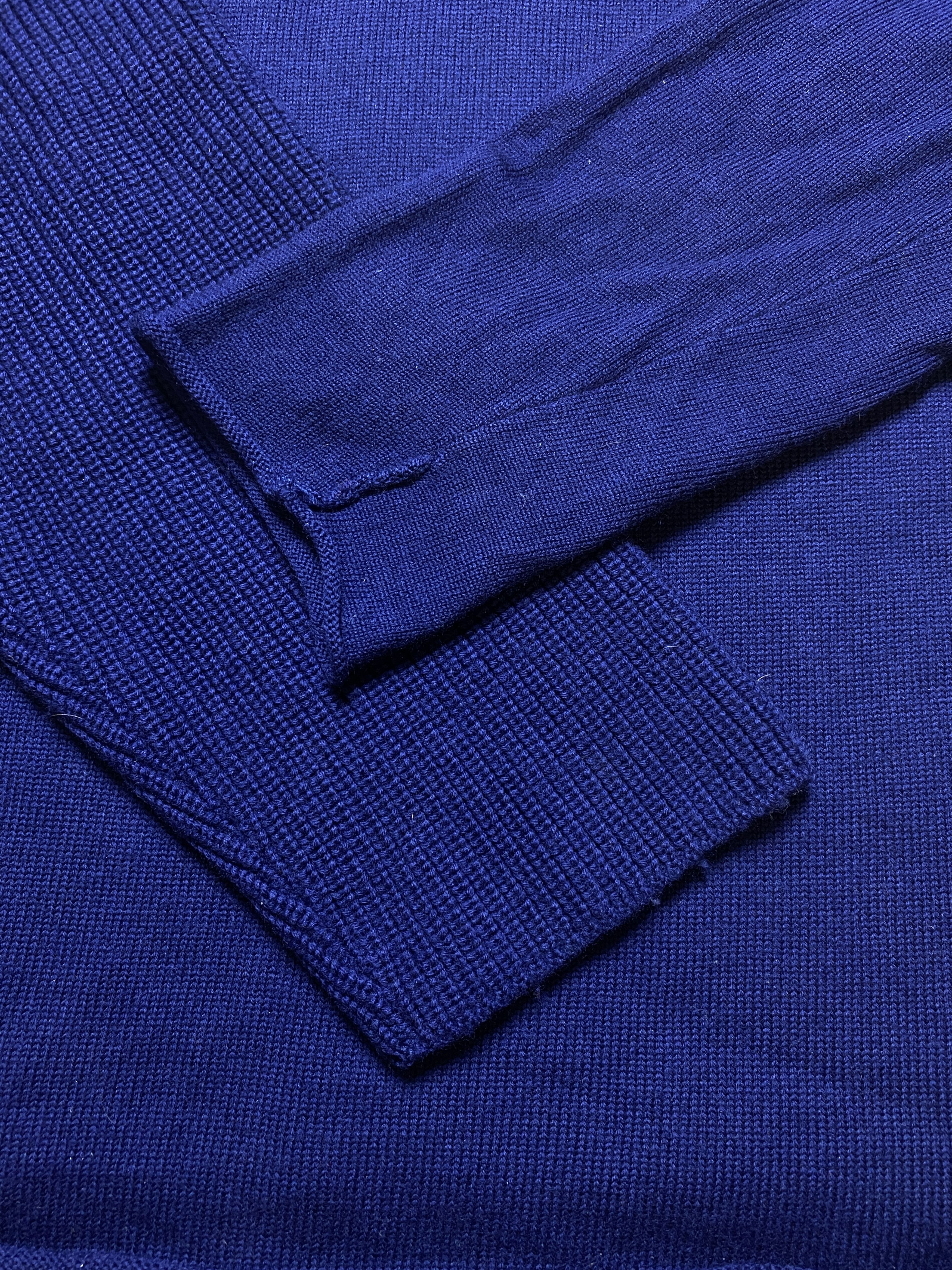 Comme des Garcons × Designer Comme Des Garcons CDG navy wool knitted sweater luxury Size US XL / EU 56 / 4 - 2 Thumbnail