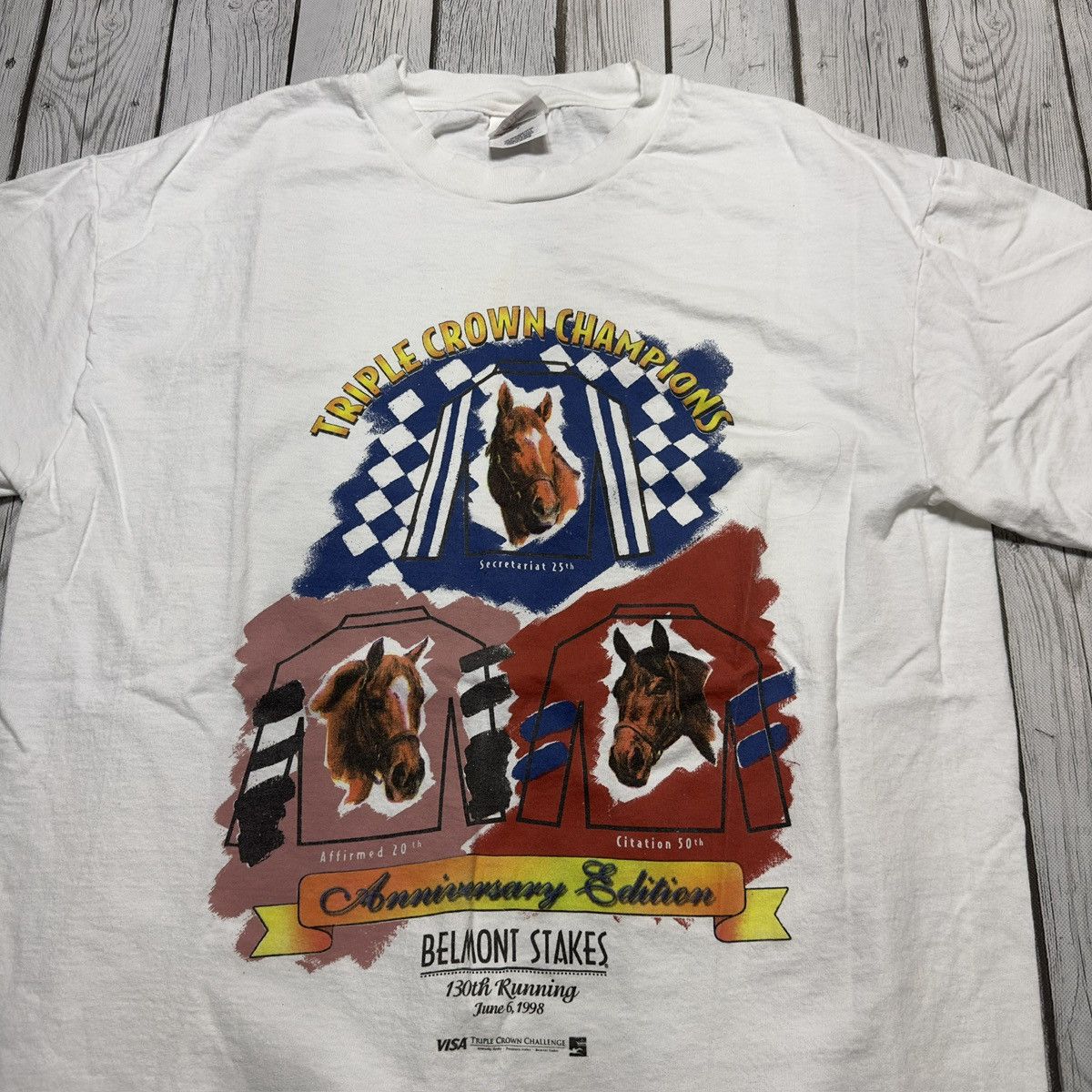 Hanes × Vintage Vintage 1998 Belmont Stakes tee Size US L / EU 52-54 / 3 - 3 Thumbnail