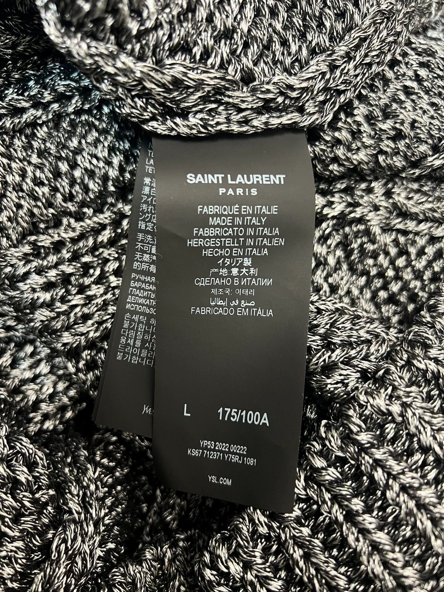 Saint Laurent Paris SLP silver cable-knit turtleneck sweater Size US L / EU 52-54 / 3 - 5 Thumbnail
