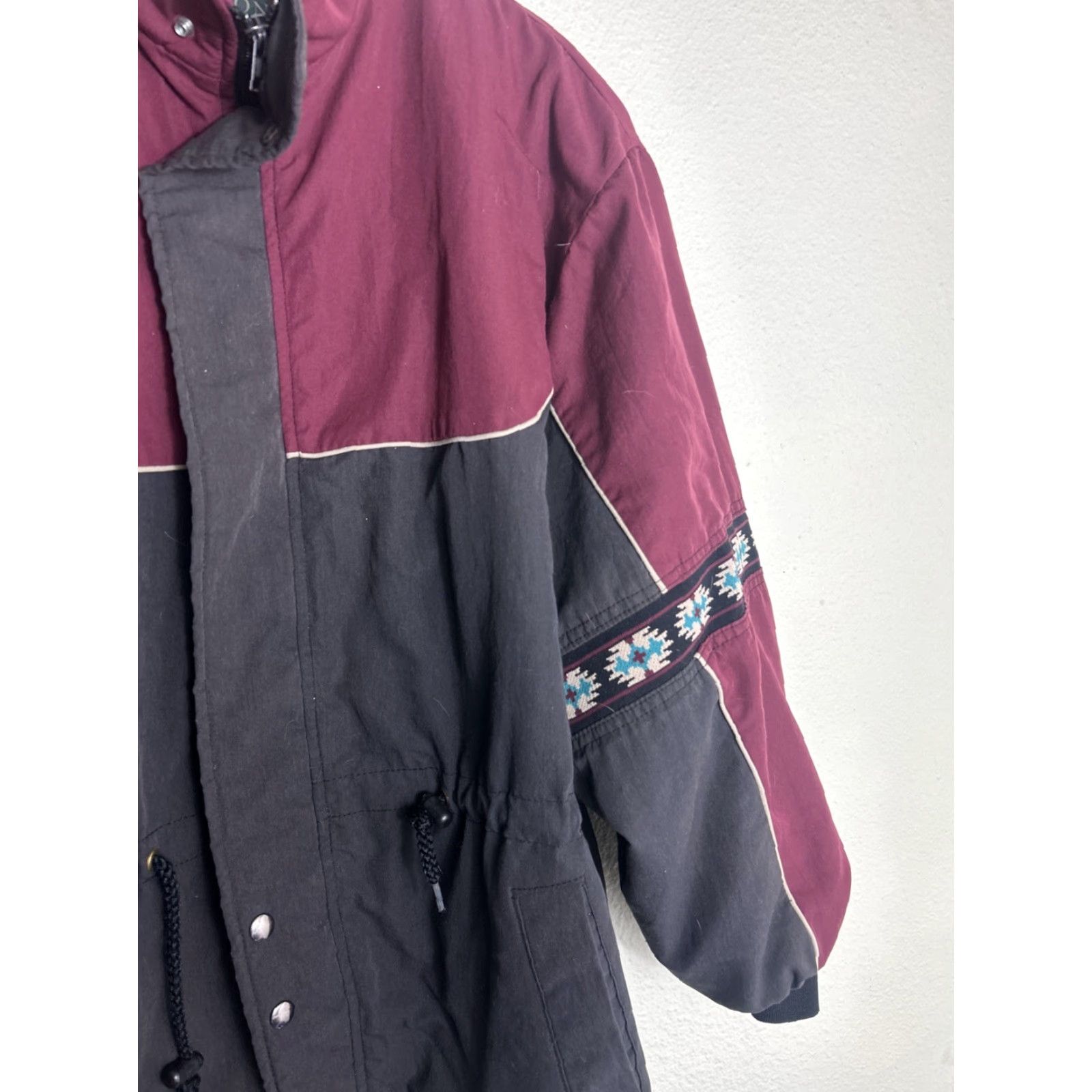 Vintage VINTAGE Canyon Guide Mens XL Full Zip Southwest Jacket Snap Black Maroon Parka Jacket Size US XL / EU 56 / 4 - 4 Thumbnail