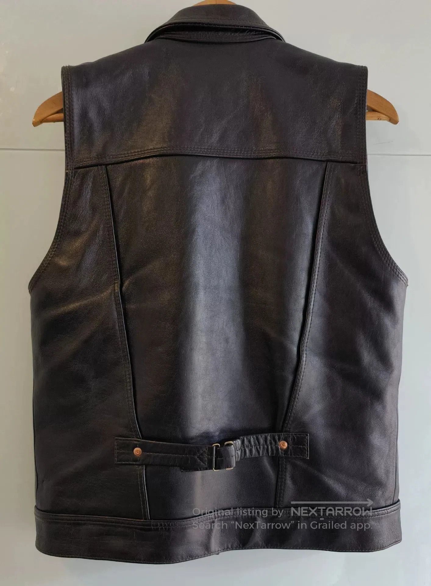 L.C. King Vintage Black Leather Motorcycle Vest. Size US L / EU 52-54 / 3 - 4 Thumbnail