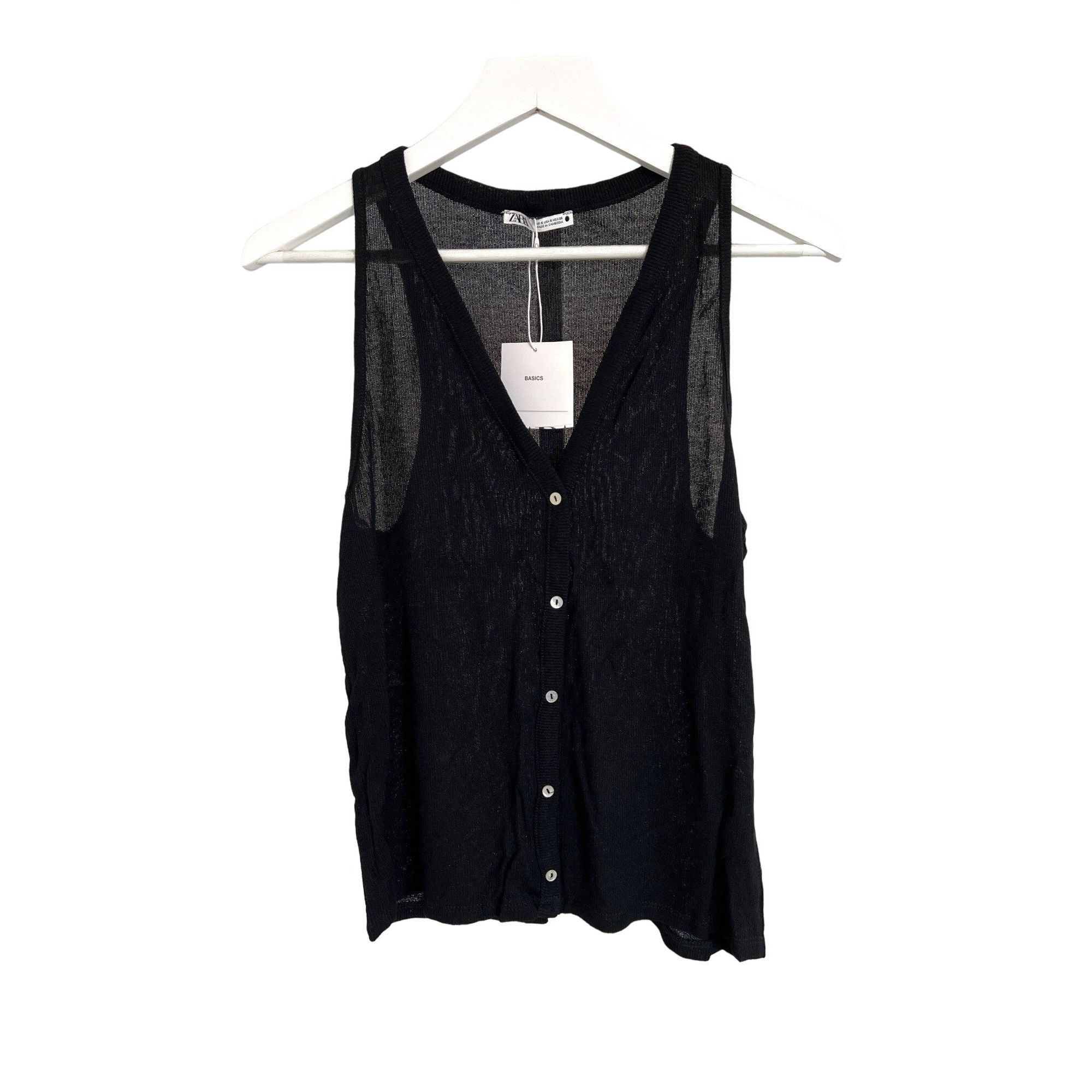 Zara Zara Black Sheer Sleeveless Button-Up Blouse Size S / US 4 / IT 40 - 1 Thumbnail