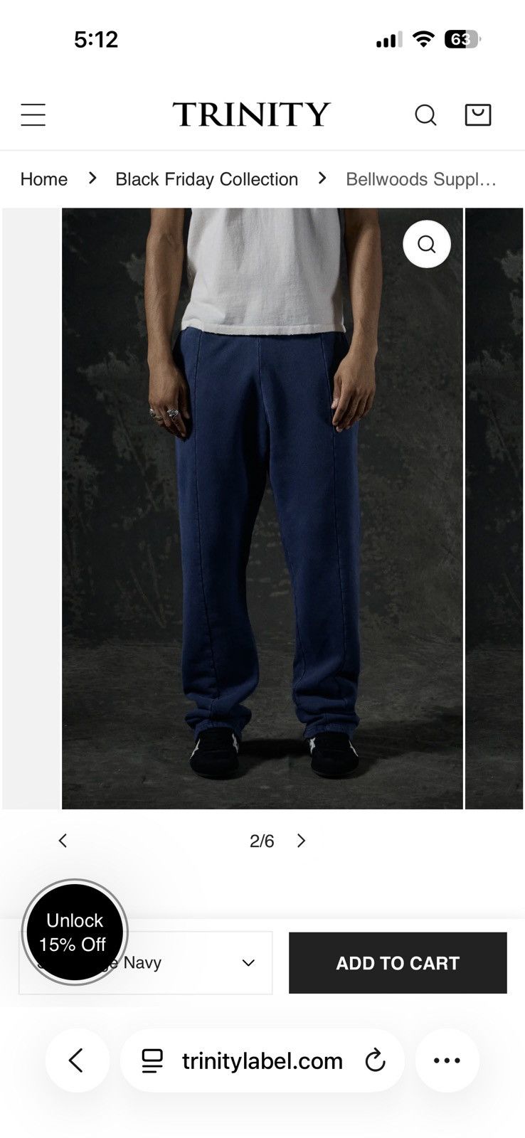 Trinity The Label Trinity BELLWOODS SUPPLY SWEATPANTS - VINTAGE NAVY Size US 33 - 6 Thumbnail