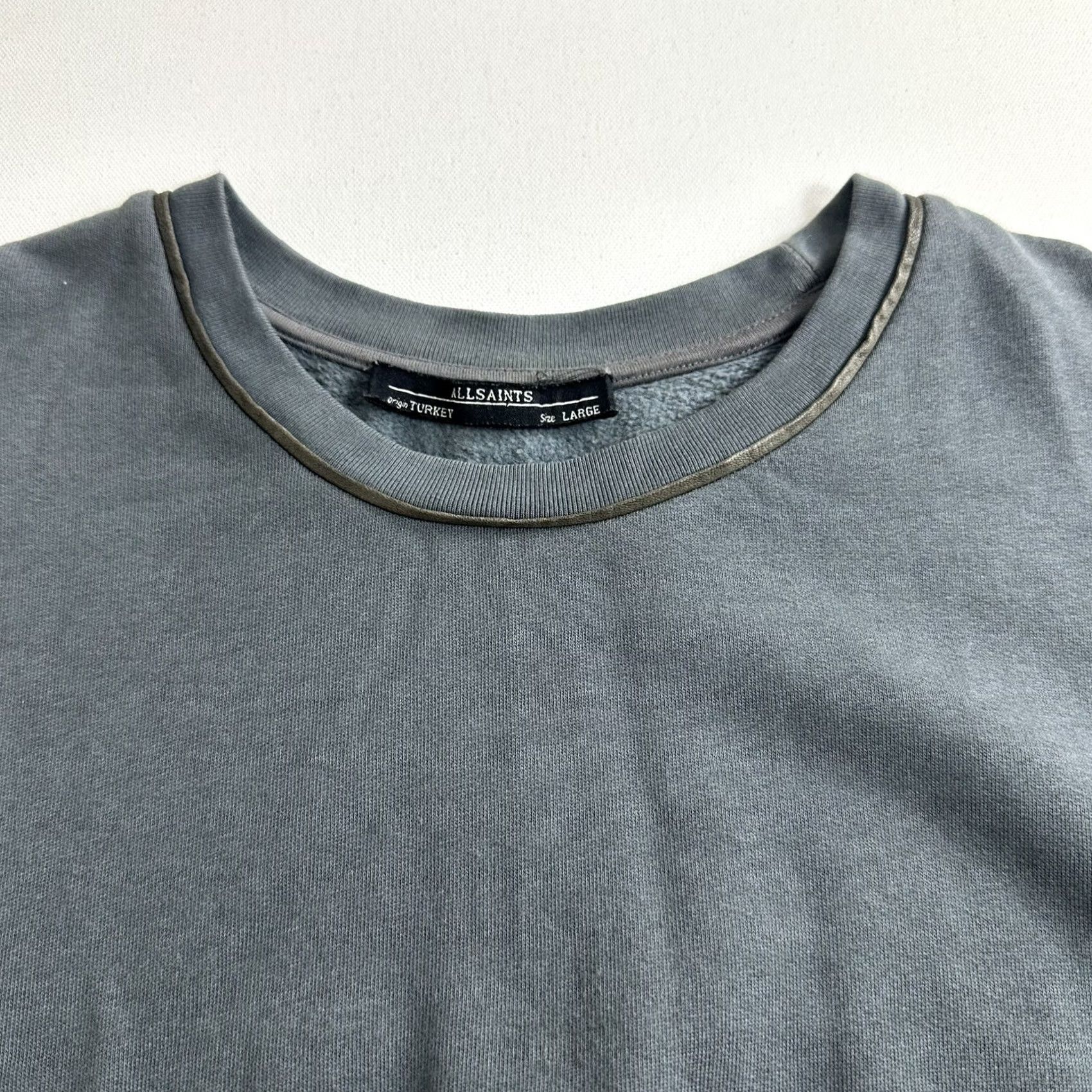 Allsaints VINTAGE AllSAINTS Cari Leather Trim Panel Pullover Sweatshirt Gray Womens Size L Size L / US 10 / IT 46 - 3 Thumbnail