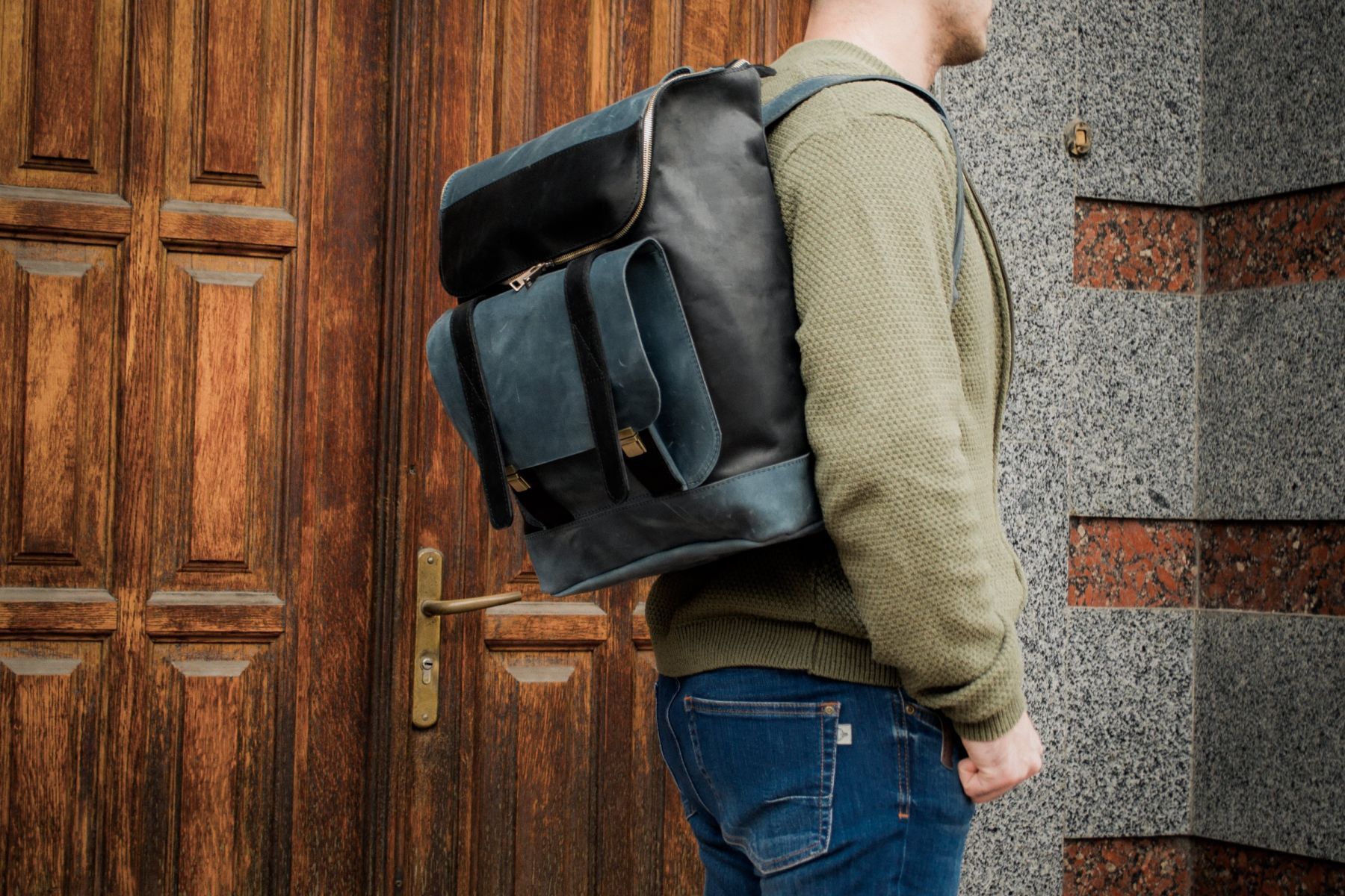 Handmade Genuine Leather Backpack. Laptop backpack. Gift for a man Size ONE SIZE - 7 Thumbnail