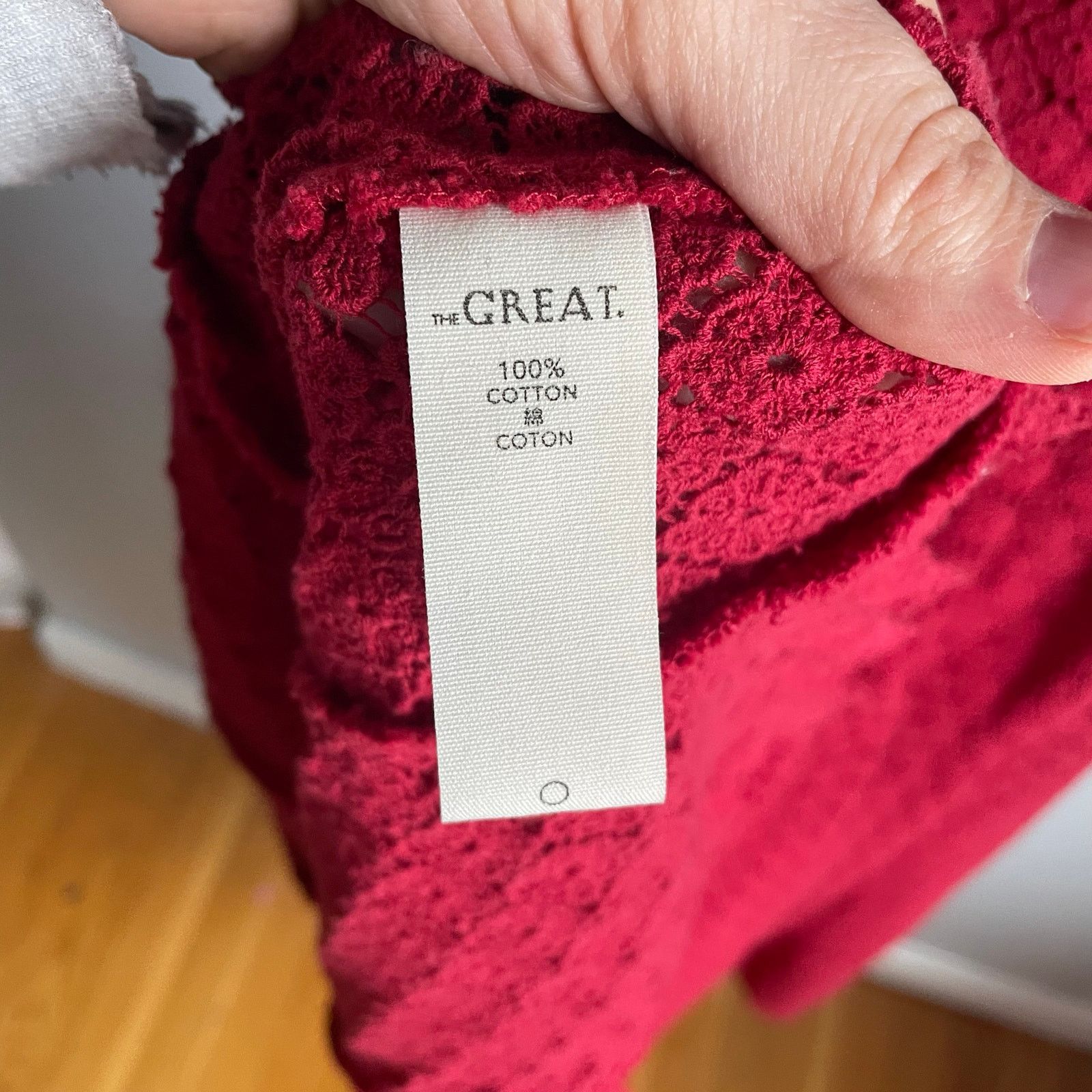 THE GREAT The Great. The Harmony Lace Midi Dress Red Cottagecore sz 0 Size XS / US 0-2 / IT 36-38 - 7 Thumbnail