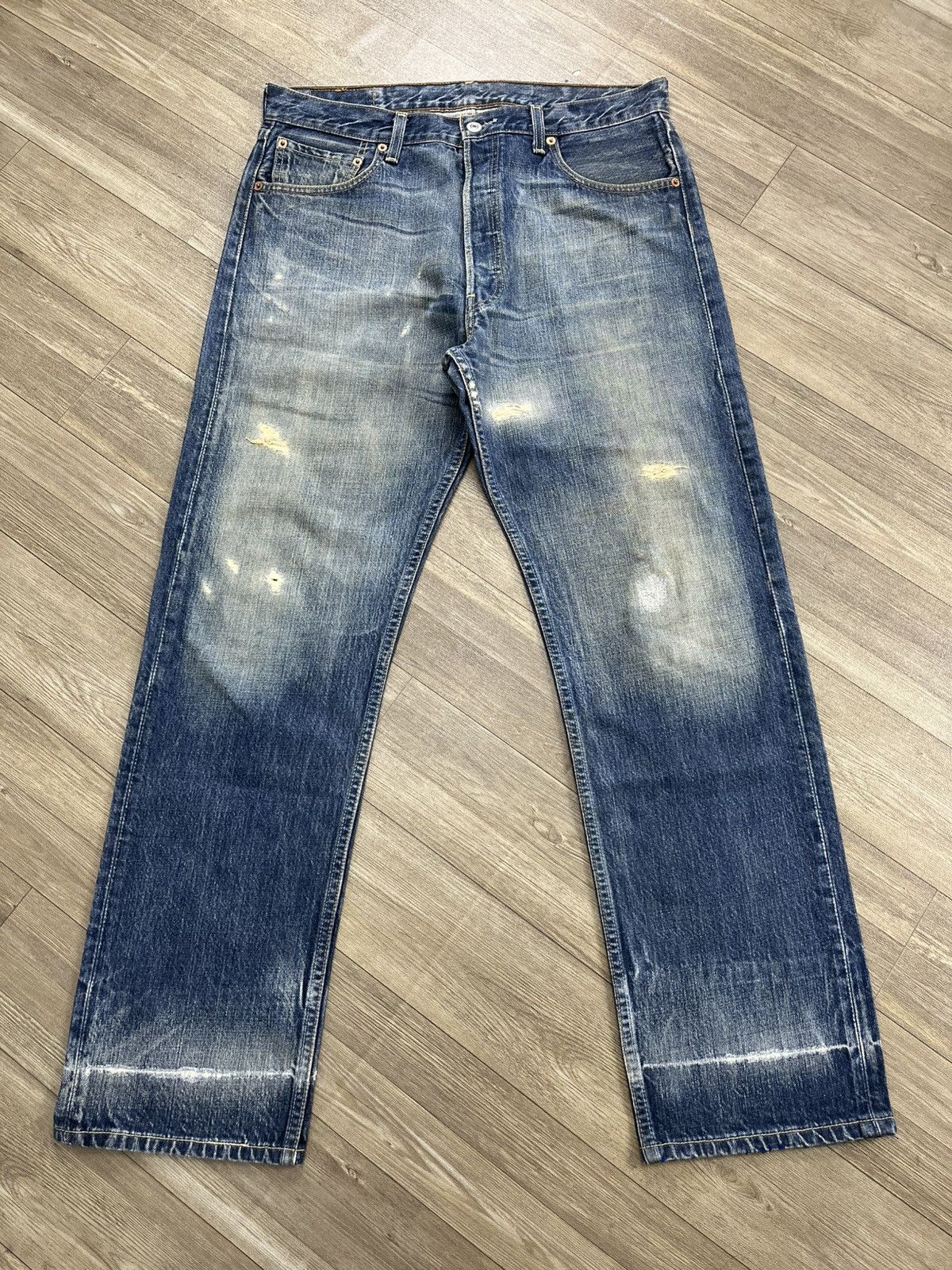 Levi's Vintage Clothing 🇹🇷1990s Vintage Levis 501 Distressed 34x30 Straight Leg Jeans Size US 34 / EU 50 - 1 Thumbnail