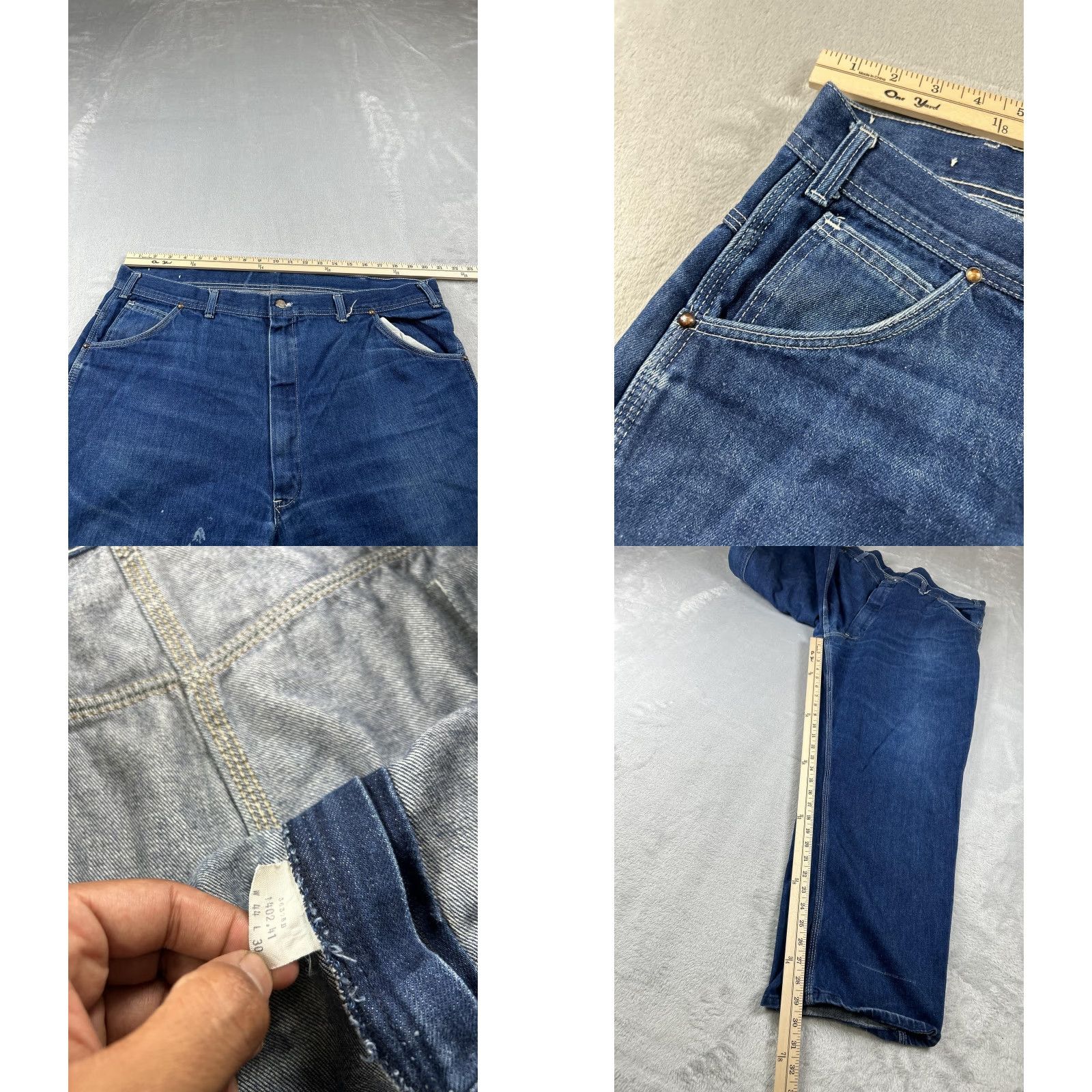 Vintage VINTAGE Key Jeans Mens 41x29 Denim Carpenter Workwear Utility Pockets Blue 60s Size US 41 - 8 Thumbnail