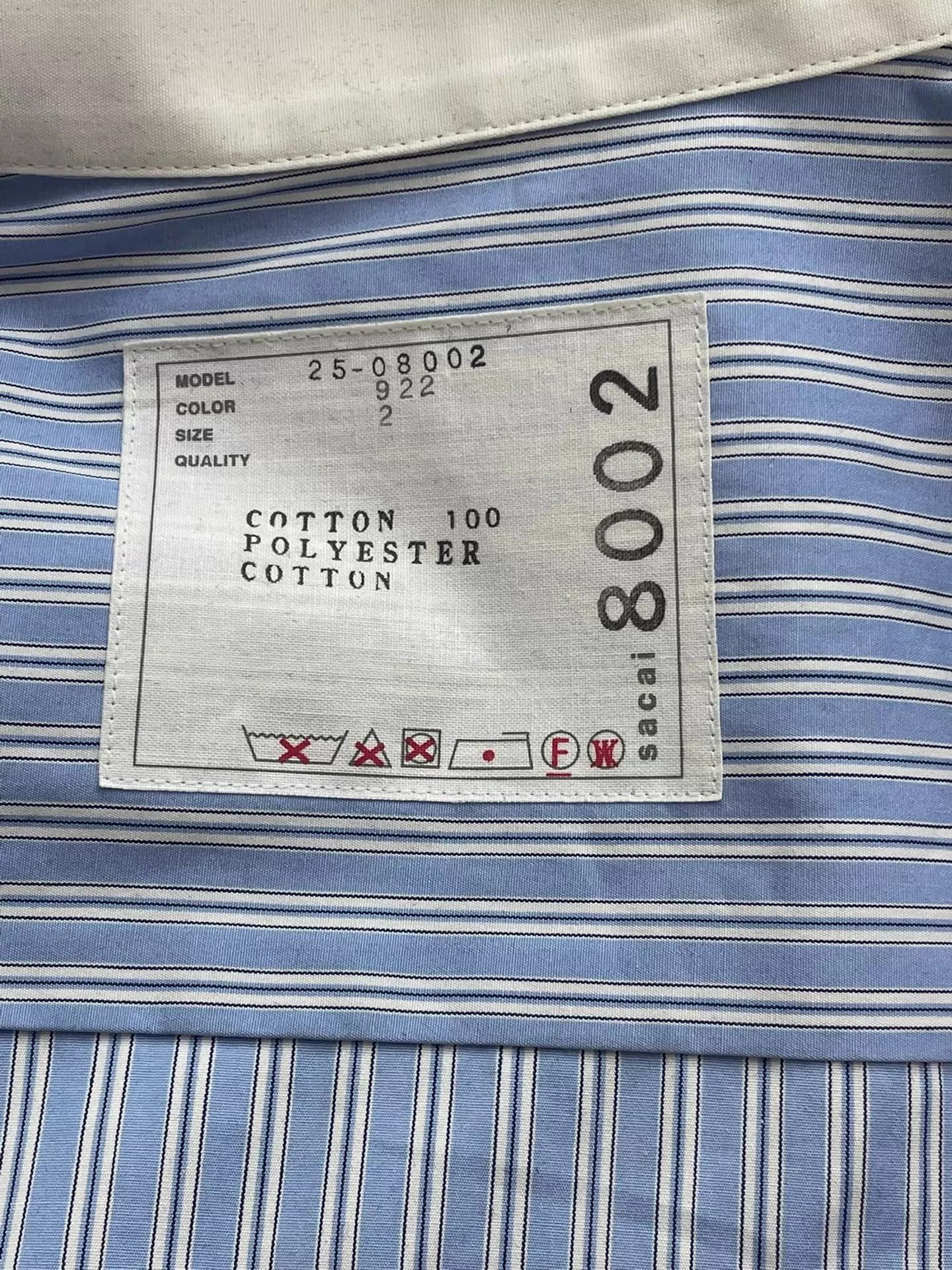 Sacai Sacai Blue Stripe Color-Blocked Shirt Size 2 Size M / US 6-8 / IT 42-44 - 3 Thumbnail