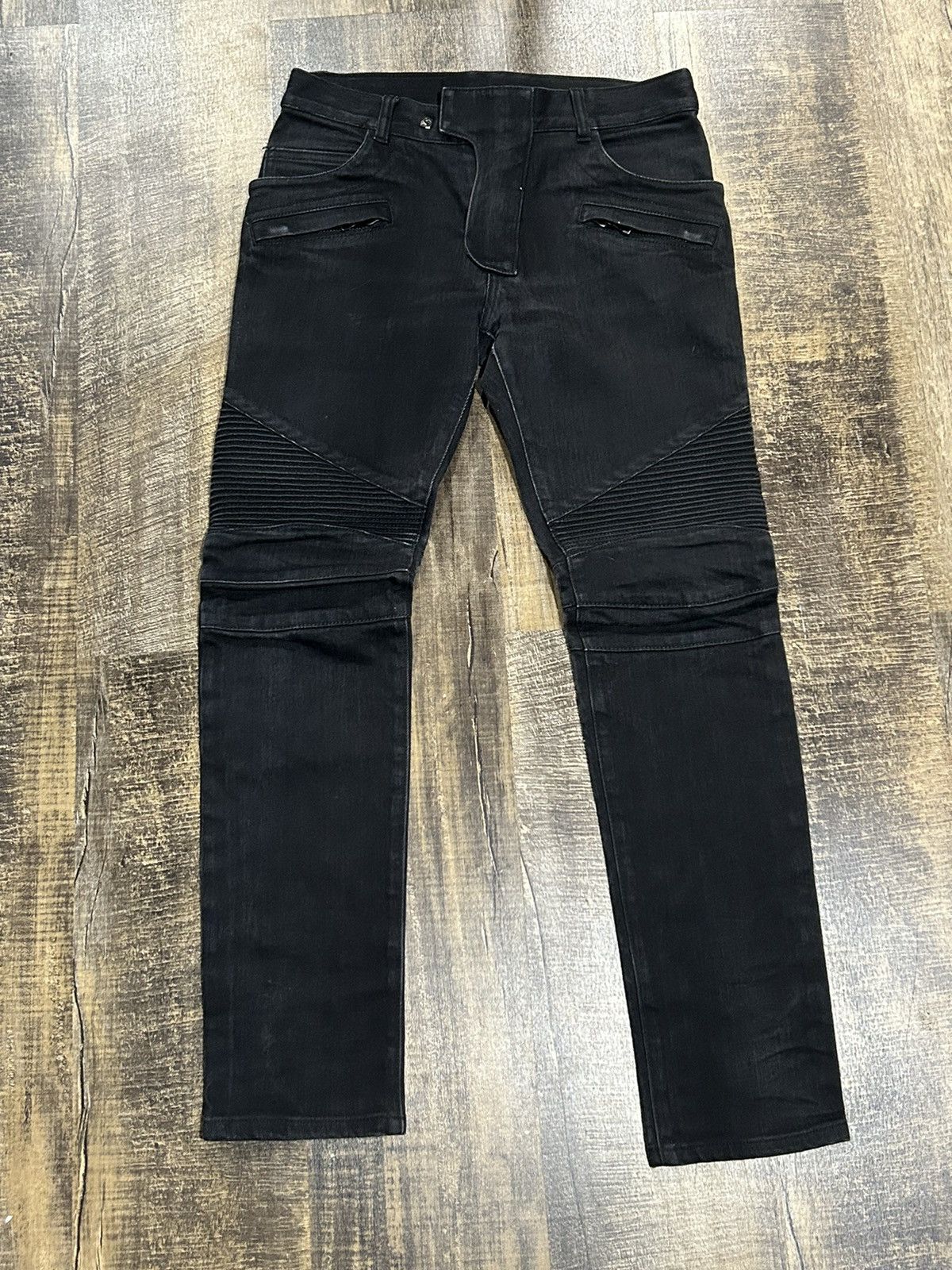 Balmain Black balmain biker jeans Size US 29 - 1 Thumbnail