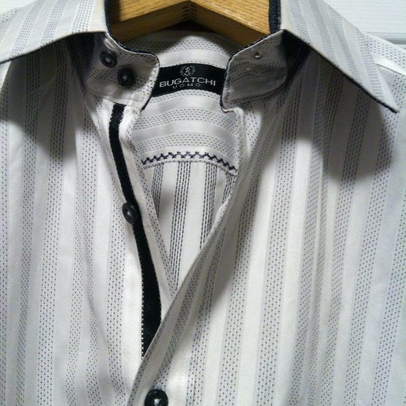 BUGATCHI BUGATCHI MENS WHITE 100%COTTON CASUAL SHIRT SIZE: L Size US L / EU 52-54 / 3 - 9 Thumbnail