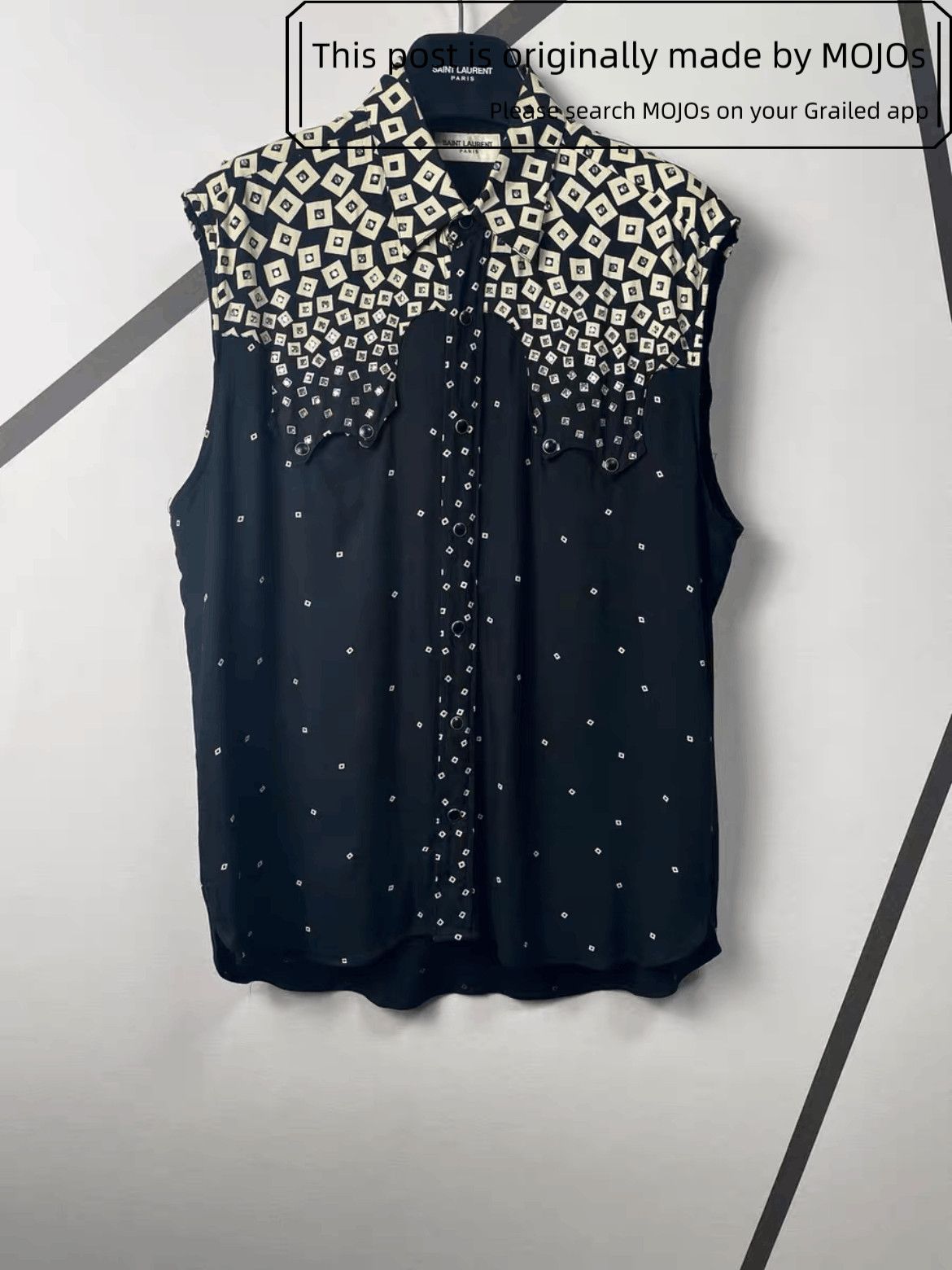 Sz 39 Saint Laurent Paris 15SS Crystal Sleeveless Shirt mojo