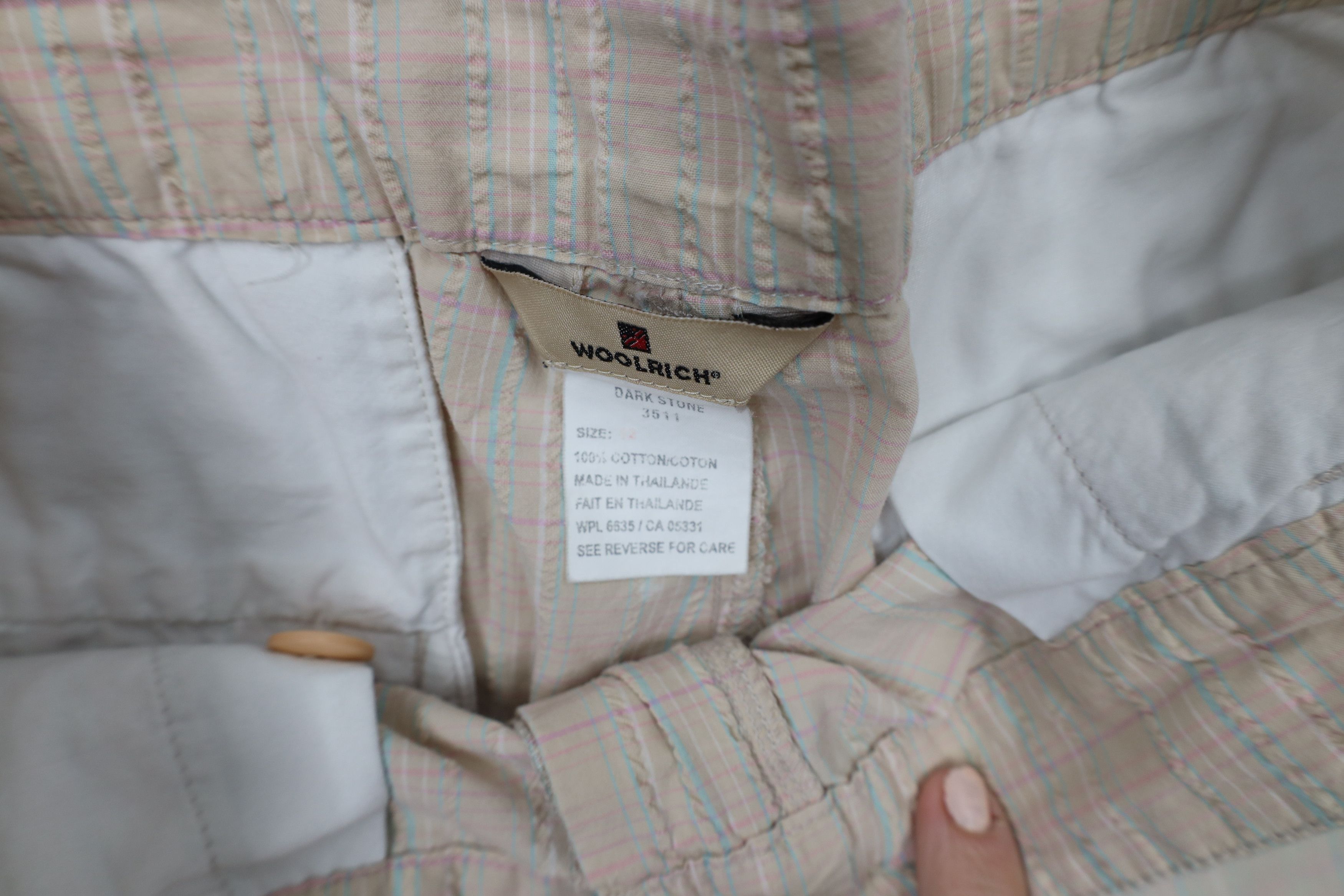 Vintage × Woolrich Woolen Mills Vintage 90s Woolrich Pastel Seersucker Bermuda Chino Shorts Size 34" / US 12 / IT 48 - 7 Thumbnail