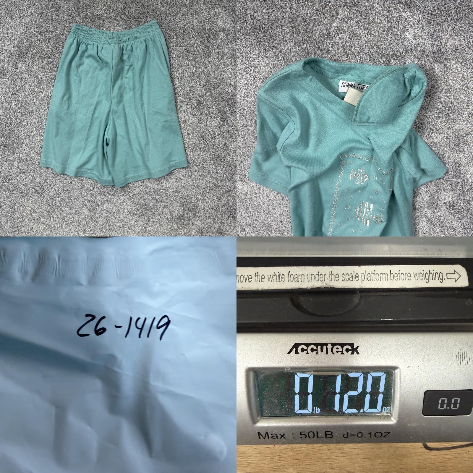 Vintage VINTAGE Donna Toran Pajama Set Green Fish Embroidered Knit Sleepwear P/XS Women's Vintage 90s Sleeptime Size ONE SIZE - 11 Thumbnail