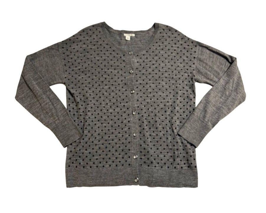 Other Halogen Women’s XL Merino Cardigan Sweater Gray Polka Dot Size XL / US 12-14 / IT 48-50 - 1 Thumbnail