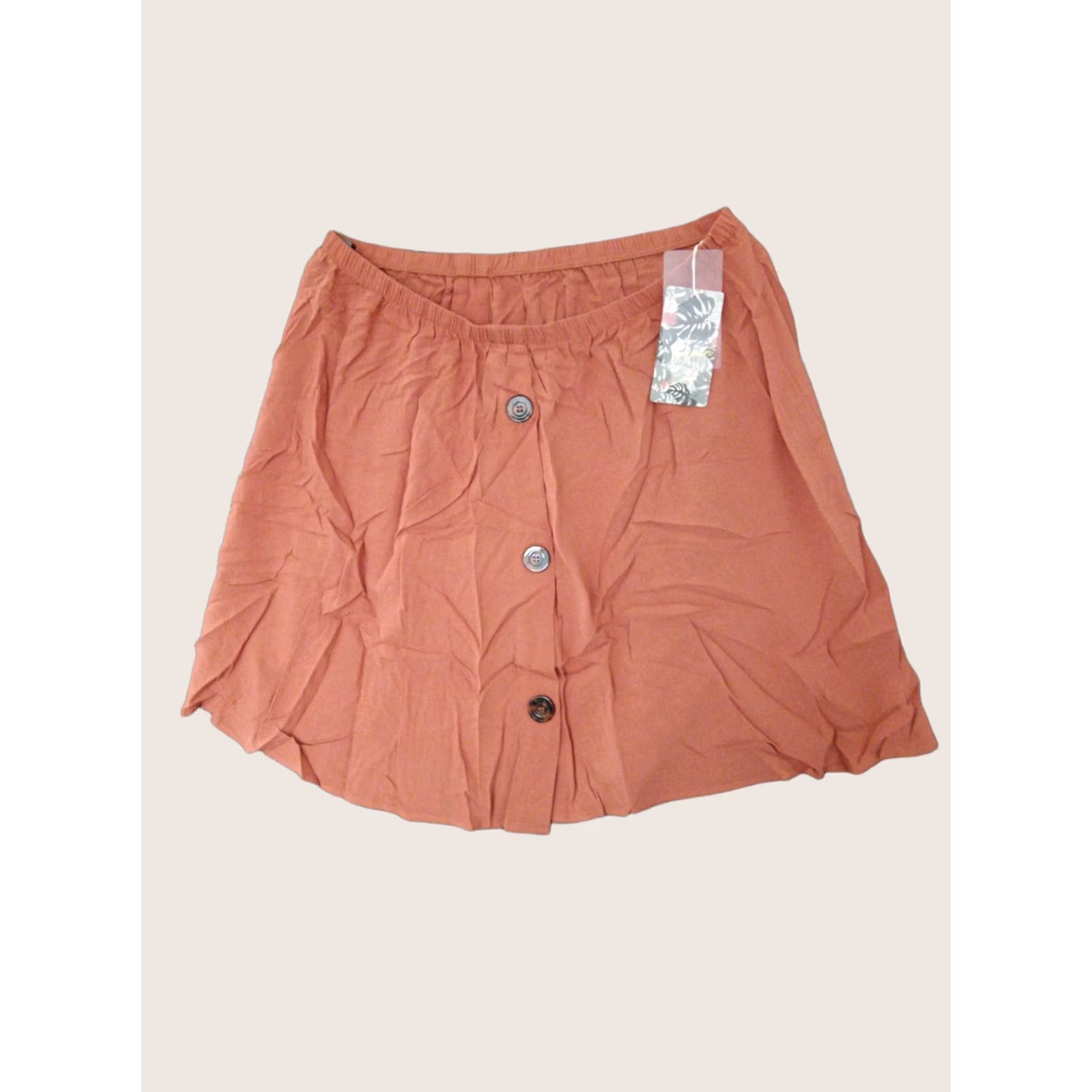 Vintage Toluca Women's Clay Elastic Waist Pull Up Midi Linen Skirt Size XXXL Size 40" / US 18 - 1 Thumbnail