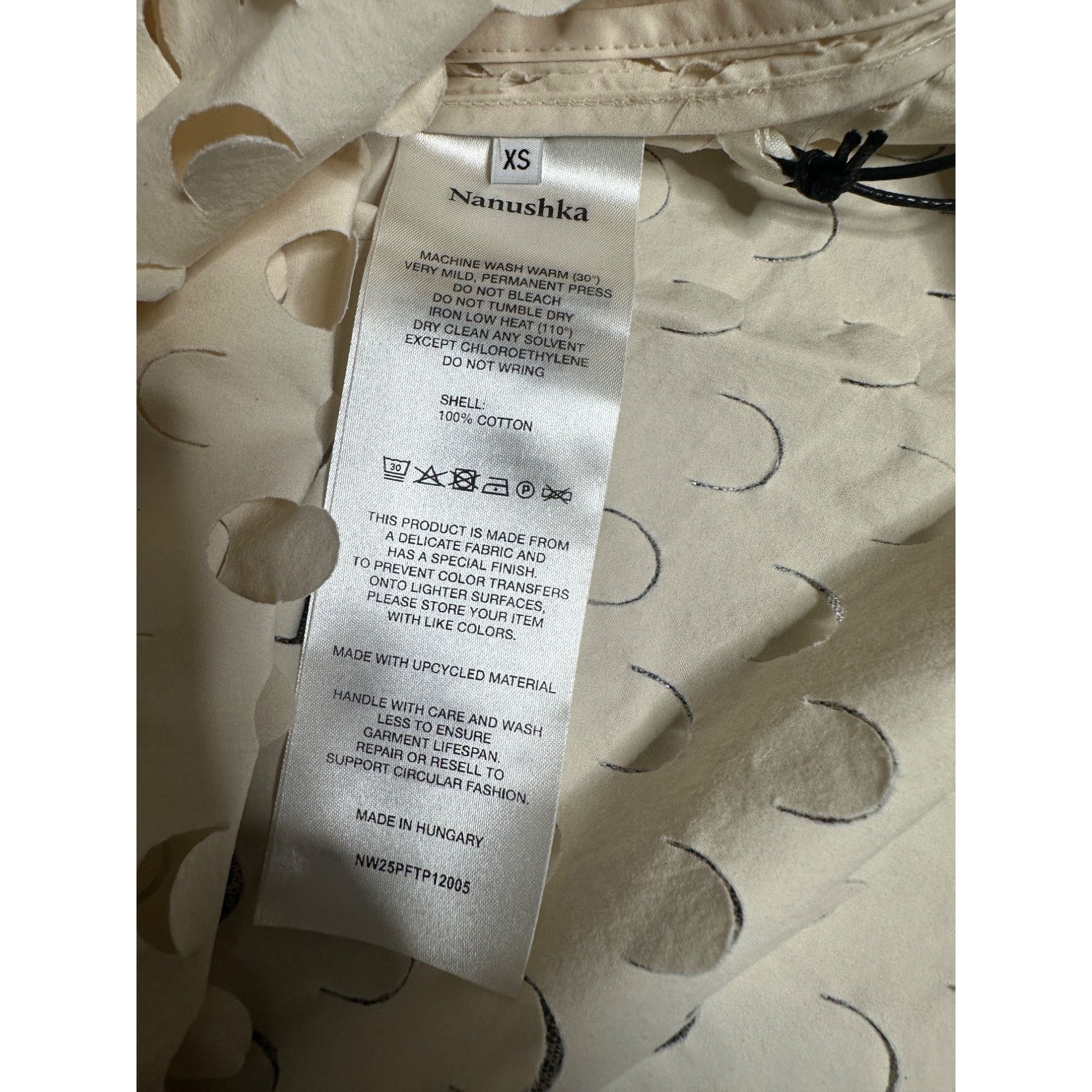 Nanushka Nanushka Aphea Laser Cut Heavy Poplin Shirt Size US XS / EU 42 / 0 - 7 Thumbnail