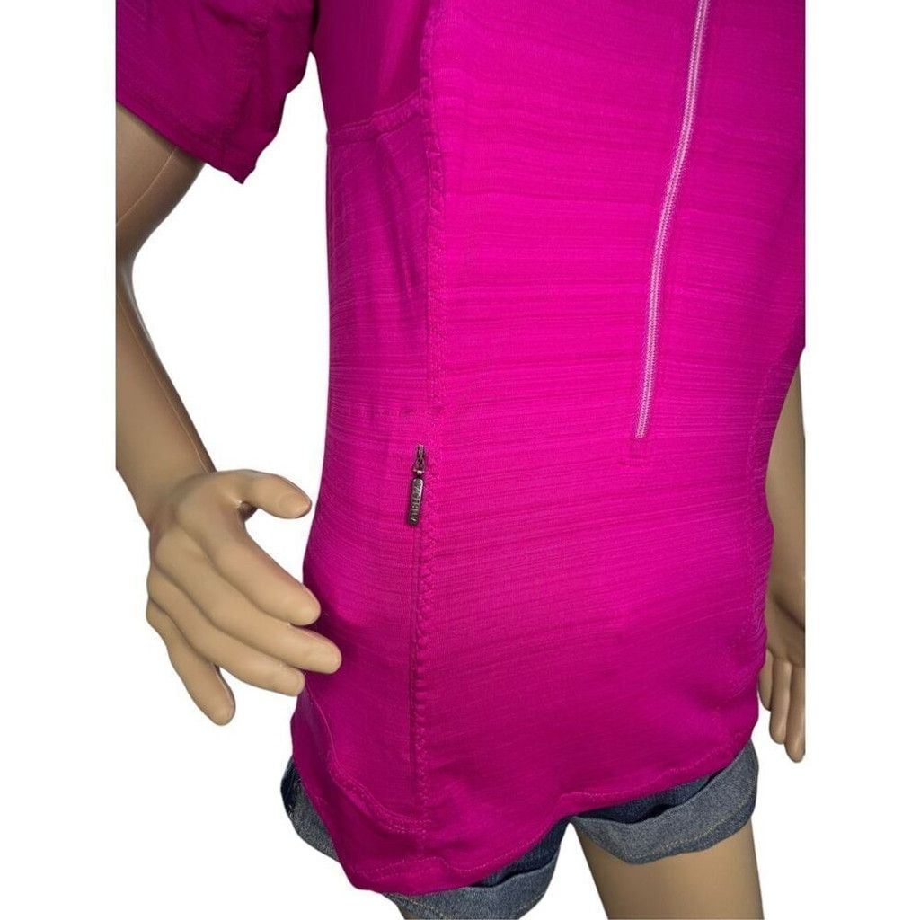 Athleta Athleta Short Sleeve Magenta Athletic T-Shirt W/Front Zipper Size L / US 10 / IT 46 - 2 Thumbnail