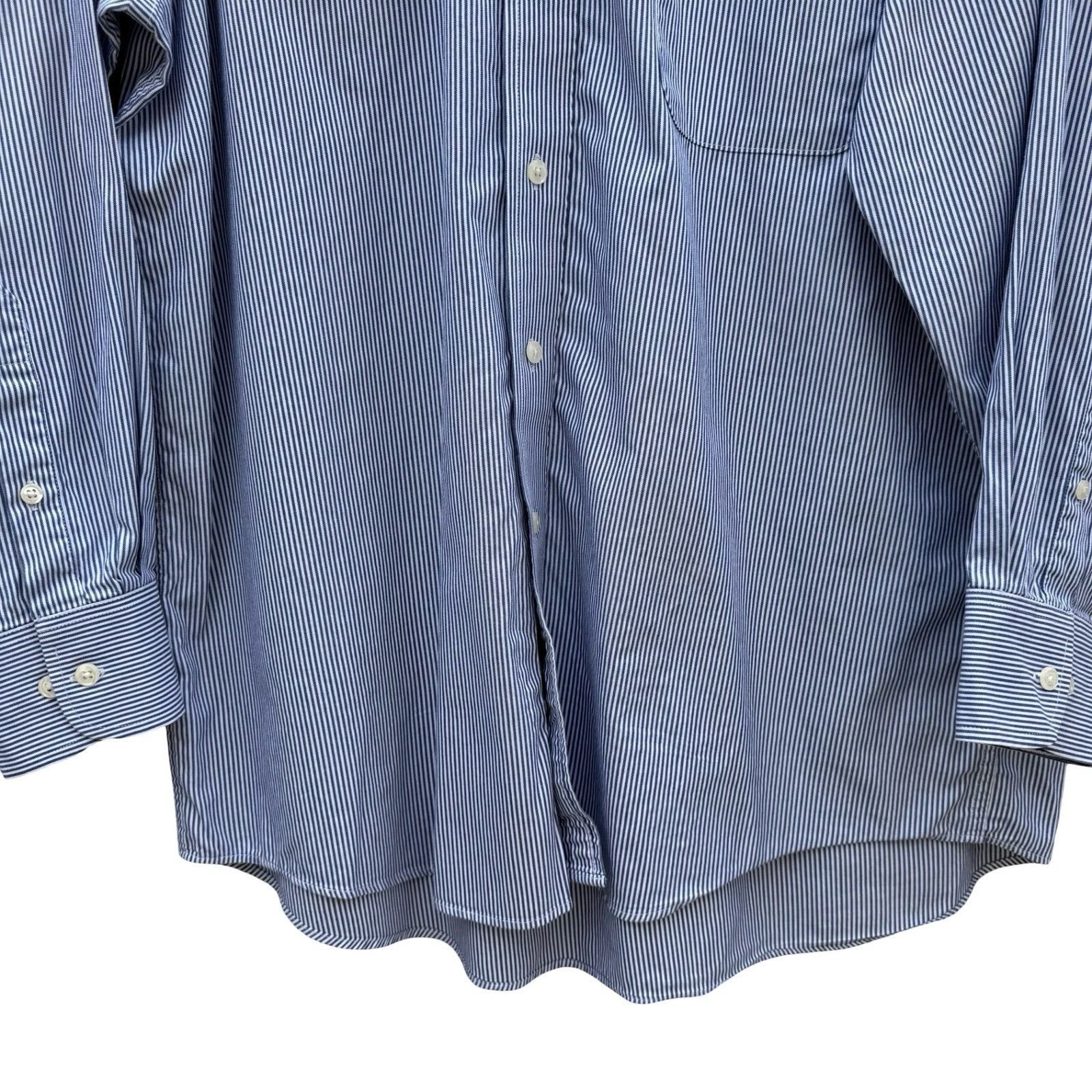 Izod IZOD Vintage Mens Blue Striped 80s 2-Ply Pinpoint Oxford Shi Size US L / EU 52-54 / 3 - 4 Thumbnail