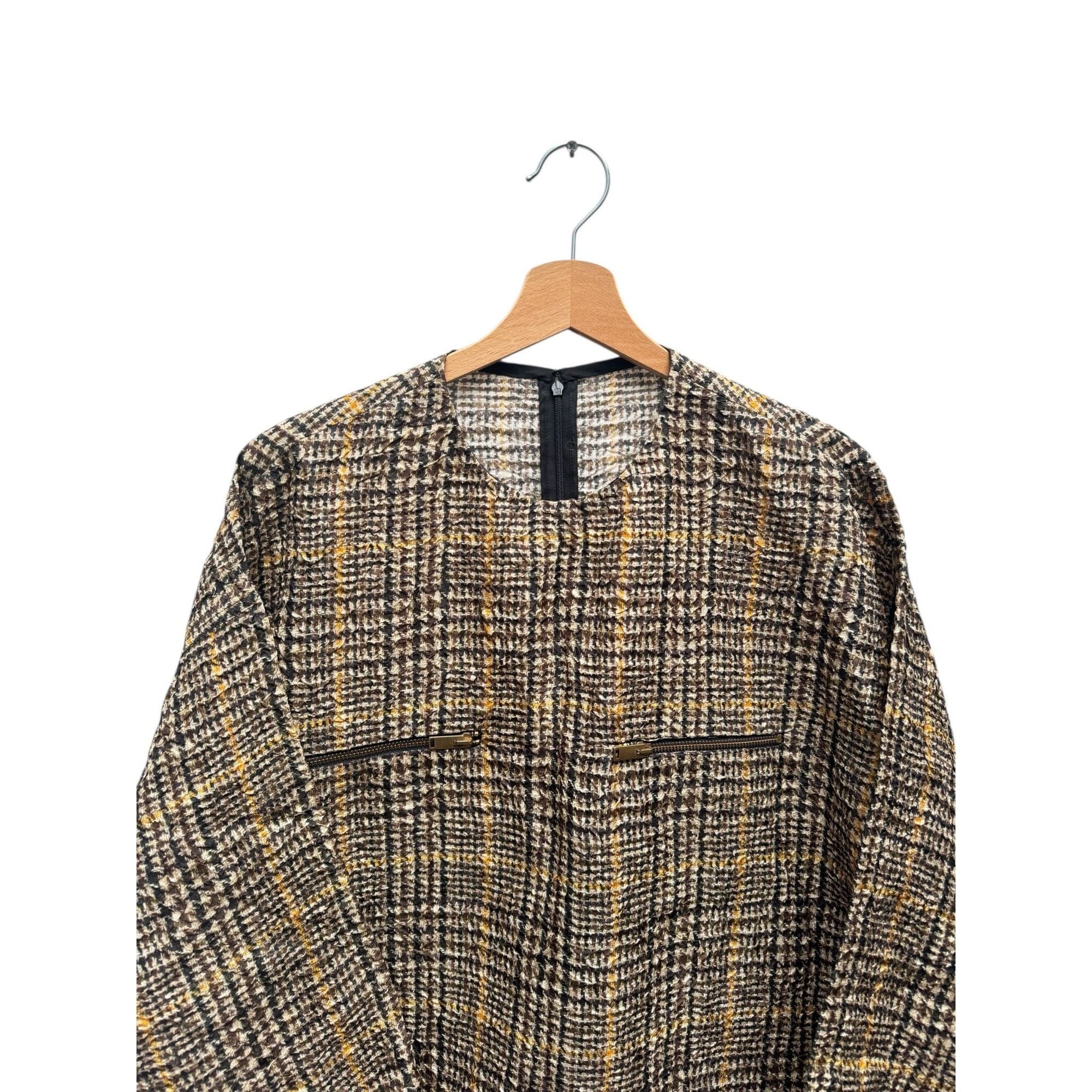 Celine Beige Checkered Silk Dress Size M / US 6-8 / IT 42-44 - 2 Thumbnail