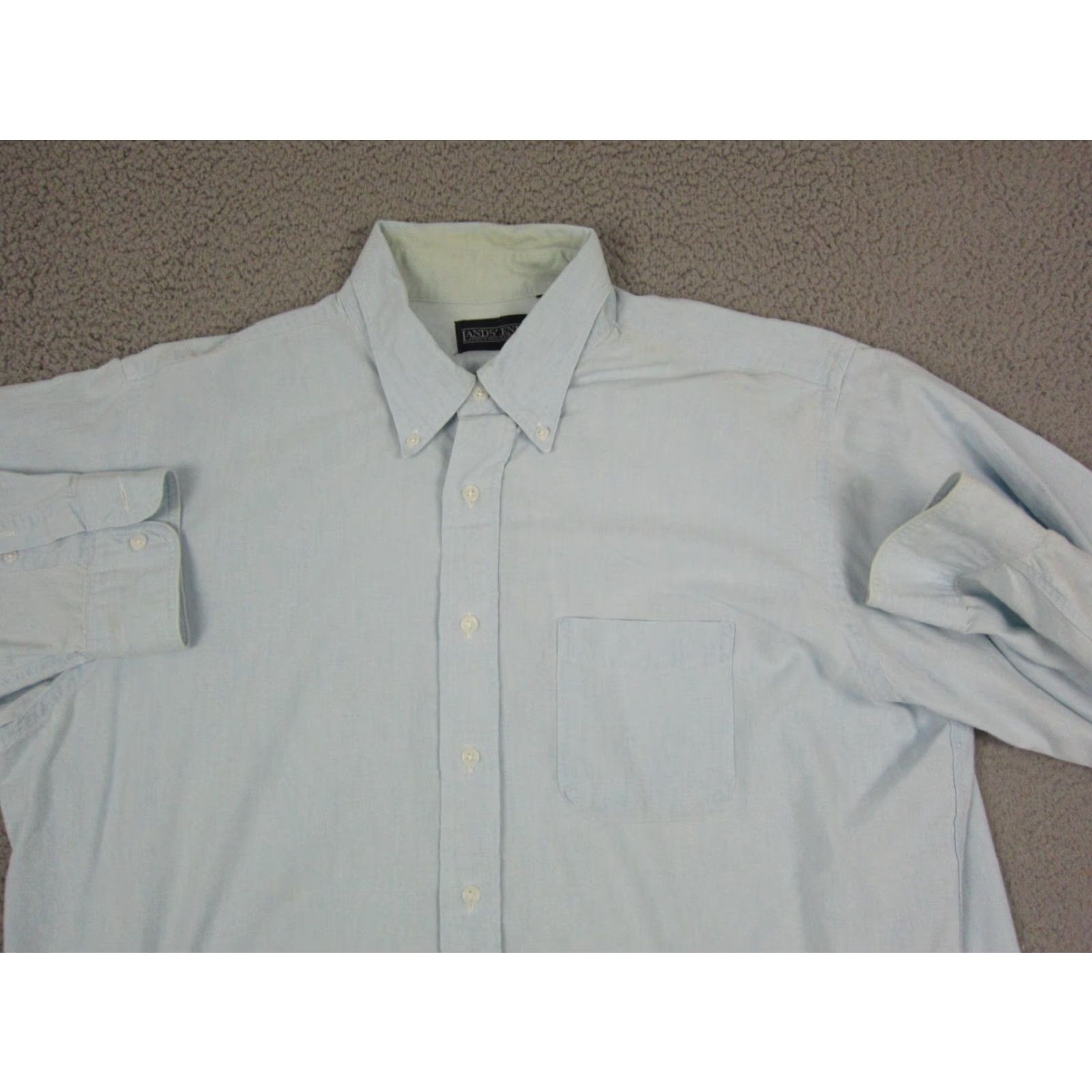 Lands' End Lands' End Shirt XL Blue 90s Button-Down Mens Chambray Vintage Classic Regular Button-Up Shirt Mens XL Blue 90s Lands' End Vintage Size US XL / EU 56 / 4 - 2 Thumbnail