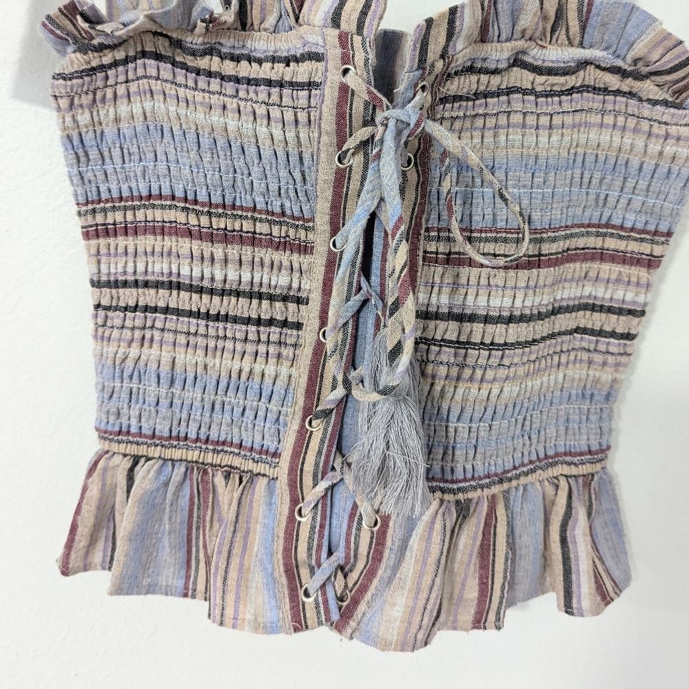 Designer Storia Striped Two Piece Set with Ruffled Hem Size S / US 4 / IT 40 - 4 Thumbnail