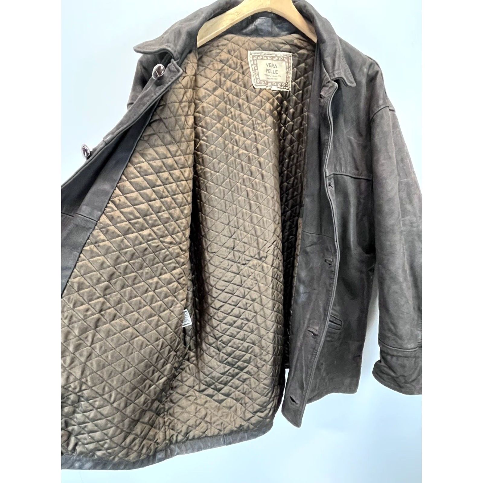 Vera Pelle VINTAGE Vera Pelle Leather Coat Mens XL Brown Italian Leather Fall Winter Casual Business All Seasons Lined Size US XL / EU 56 / 4 - 6 Thumbnail