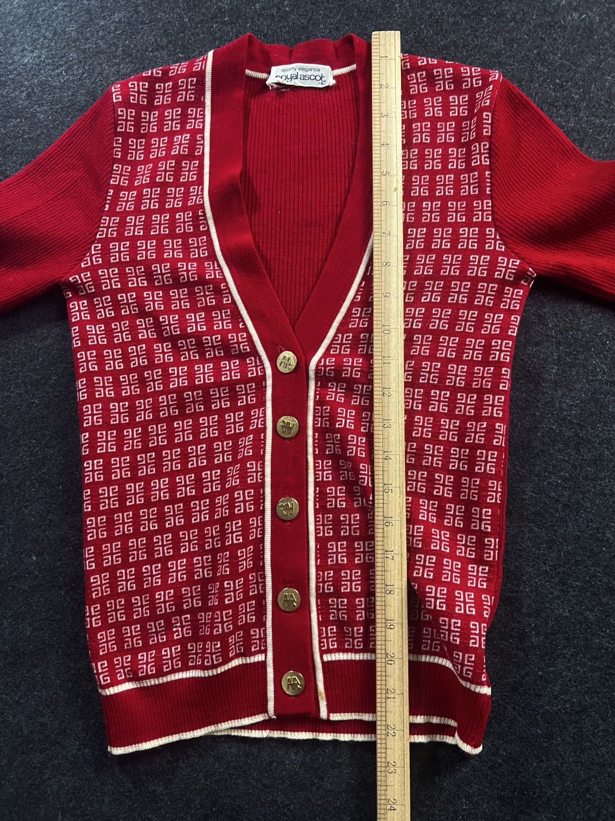 Vintage 80‘sVintage Royal Ascot Patterned Knitted Cardigan Coogi Size XS / US 0-2 / IT 36-38 - 6 Thumbnail