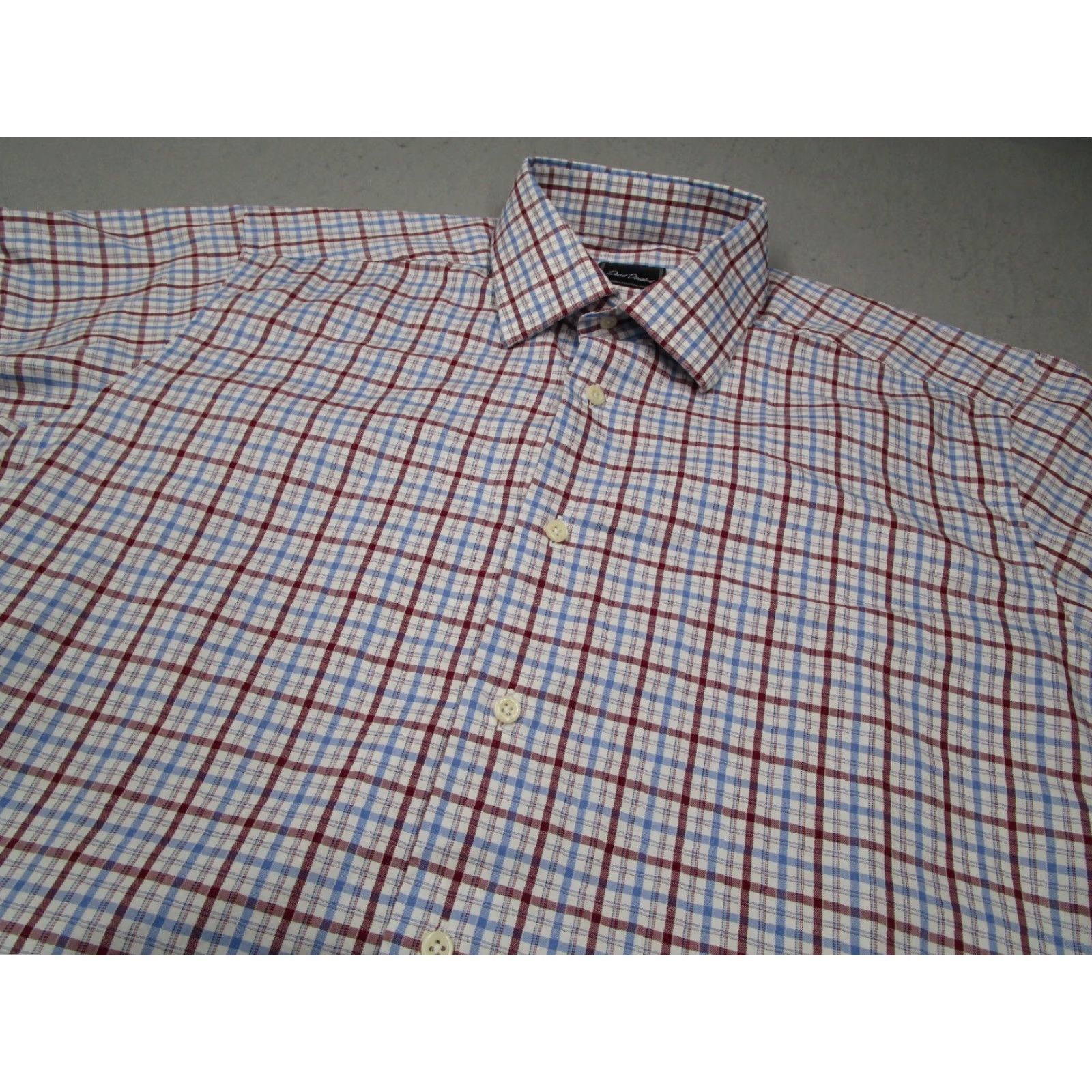 David Donahue VINTAGE David Donahue Dress Shirt Mens 16.5 34 Red Check Long Sleeve Business Casual Designer Size 34R - 2 Thumbnail