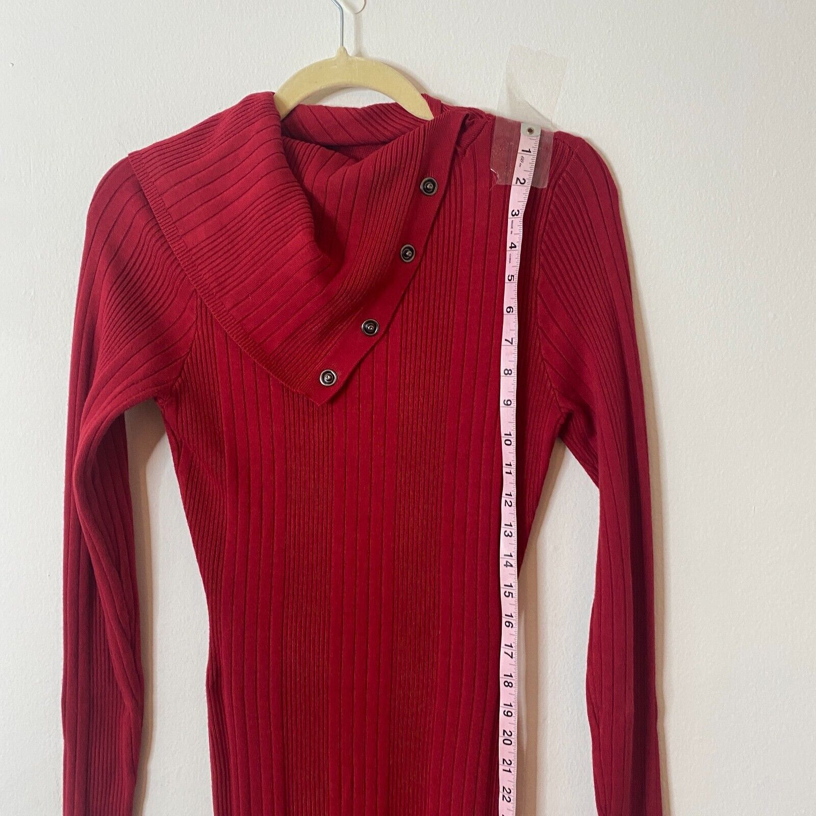 Guess Guess Red Asymmetric Turtle Neck Sweater Dress Side Button Size XS / US 0-2 / IT 36-38 - 11 Thumbnail