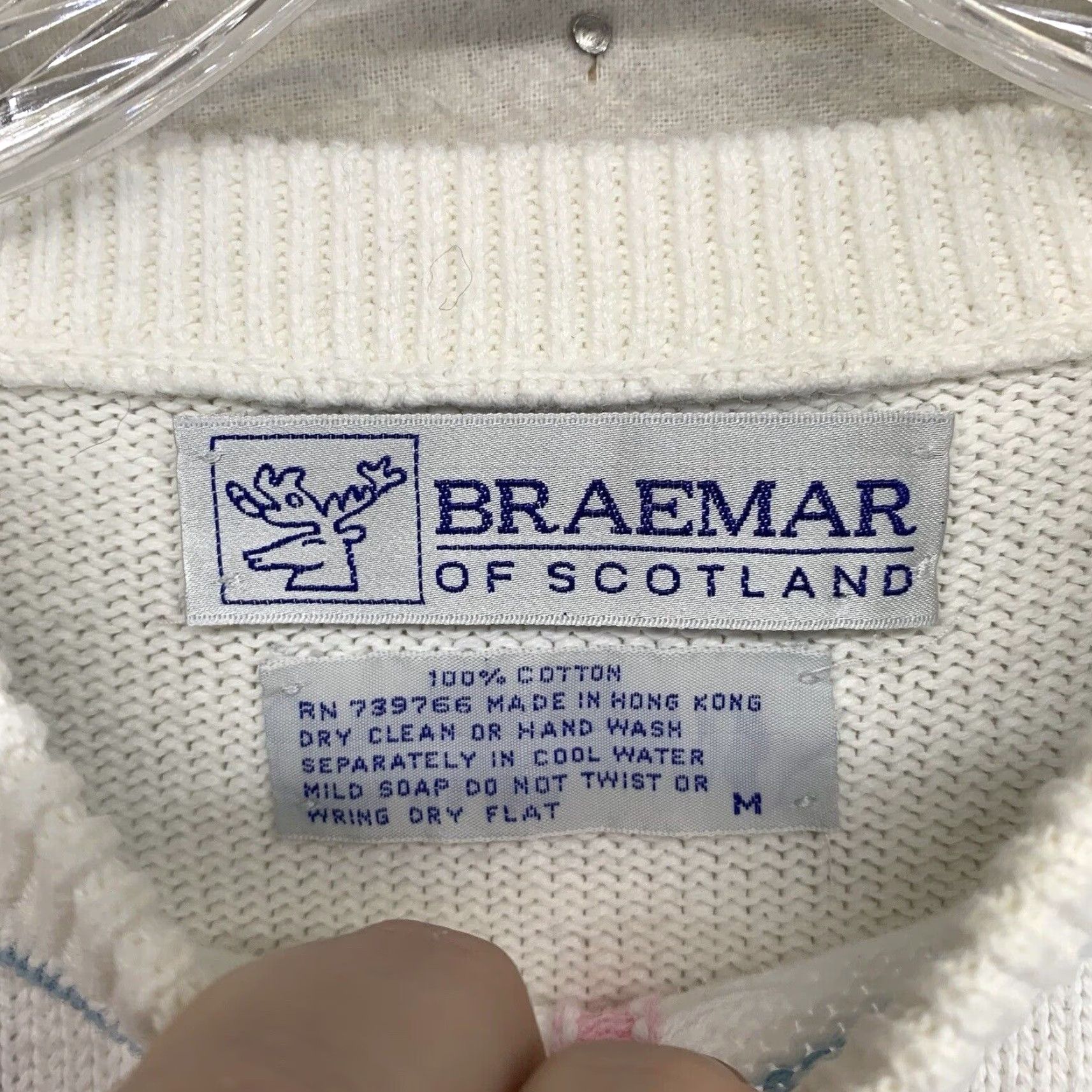 Vintage VINTAGE Braemar Sweater Medium BOXY Fit White Pastel Argyle 90s Grunge Pullover Mens Size US M / EU 48-50 / 2 - 5 Thumbnail