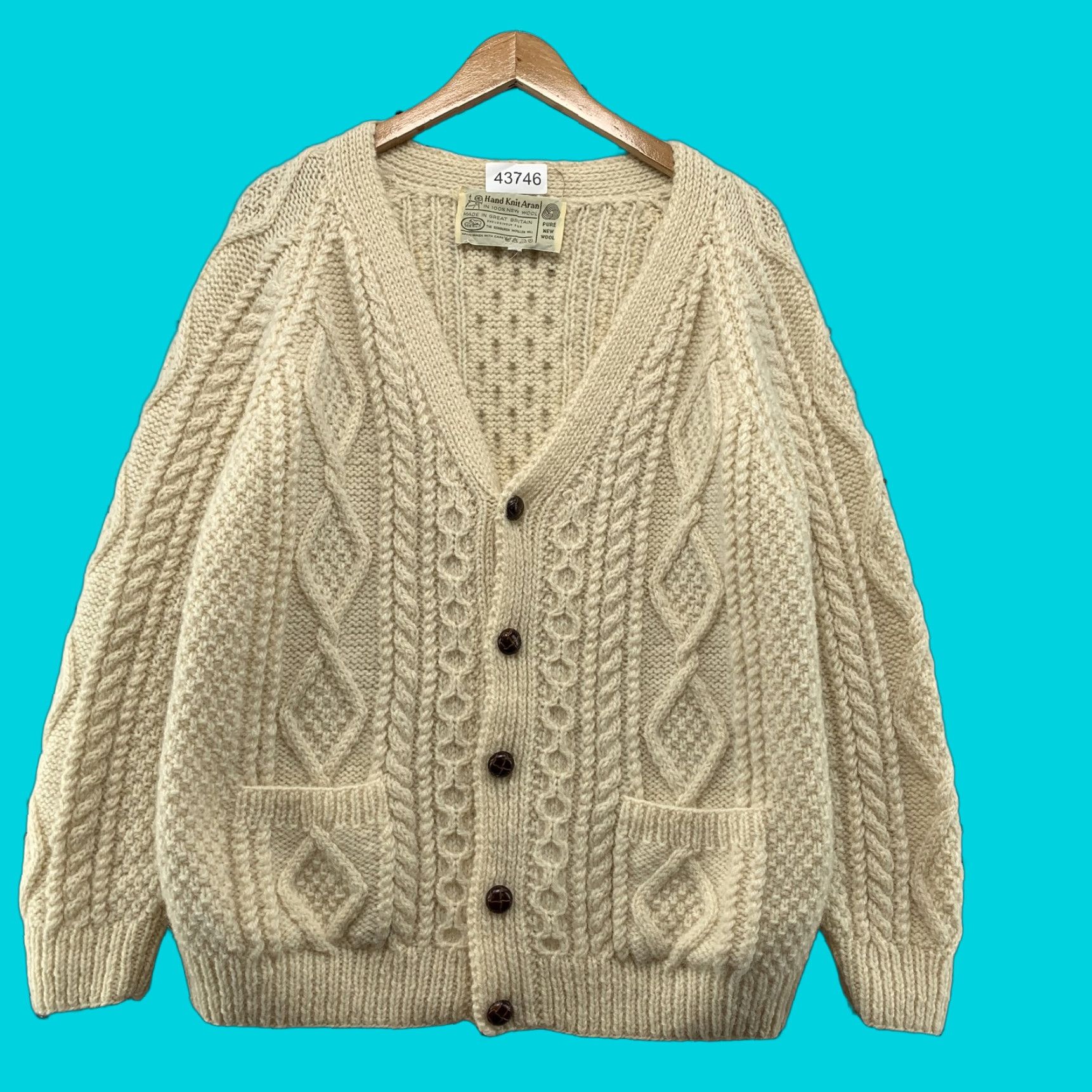 Vintage VINTAGE Aran Cardigan Knit Wool Cream M Mens Size M 40 Beige Cable Knit Fisherman V-Neck Winter Casual Mens Size US M / EU 48-50 / 2 - 1 Thumbnail